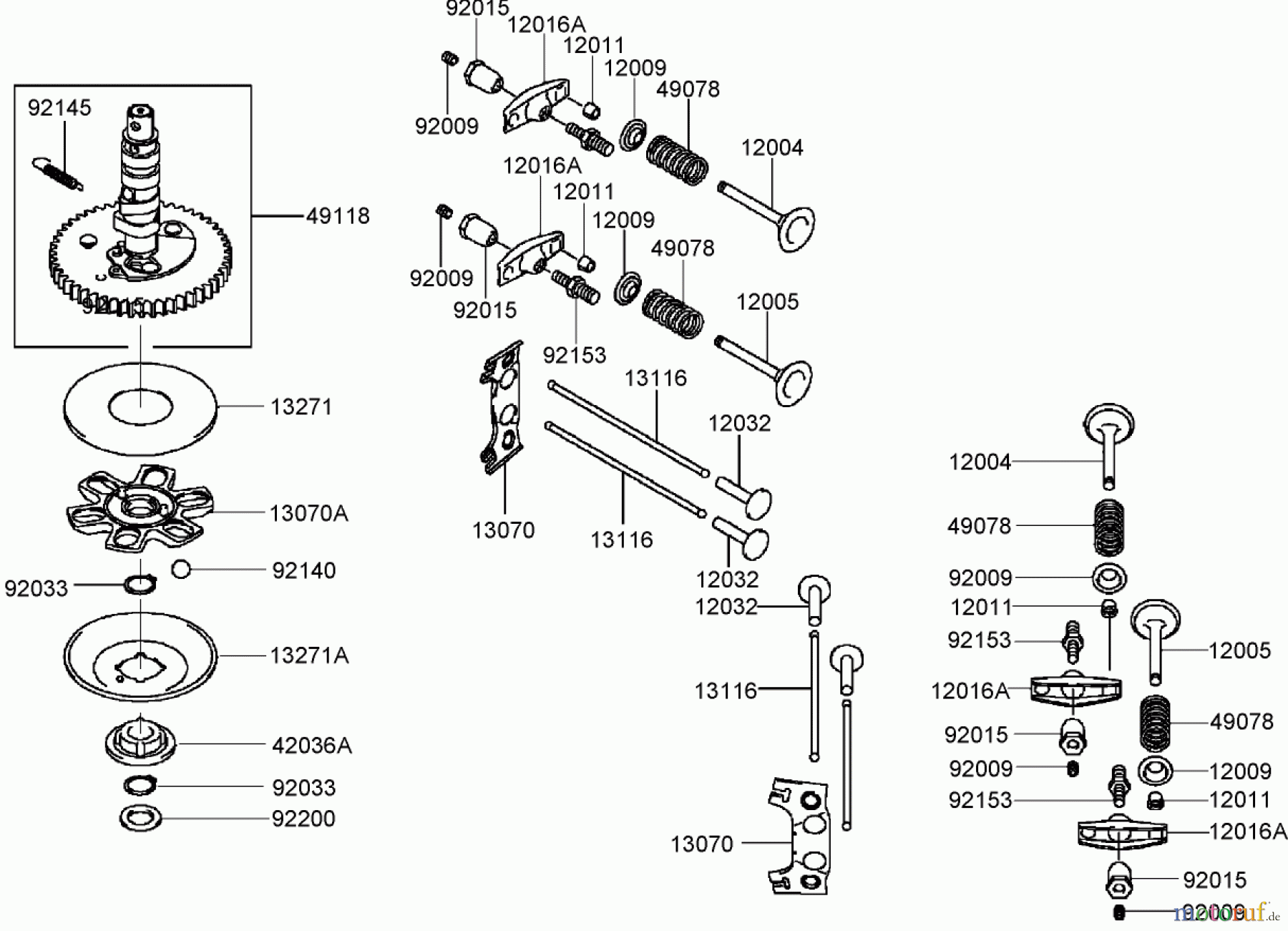 Toro Neu Mowers, Zero-Turn 74407 (ZX525) - Toro TimeCutter ZX525 Riding Mower, 2007 (270000001-270999999) VALVE AND CAMSHAFT ASSEMBLY KAWASAKI FH541V-BS50-R
