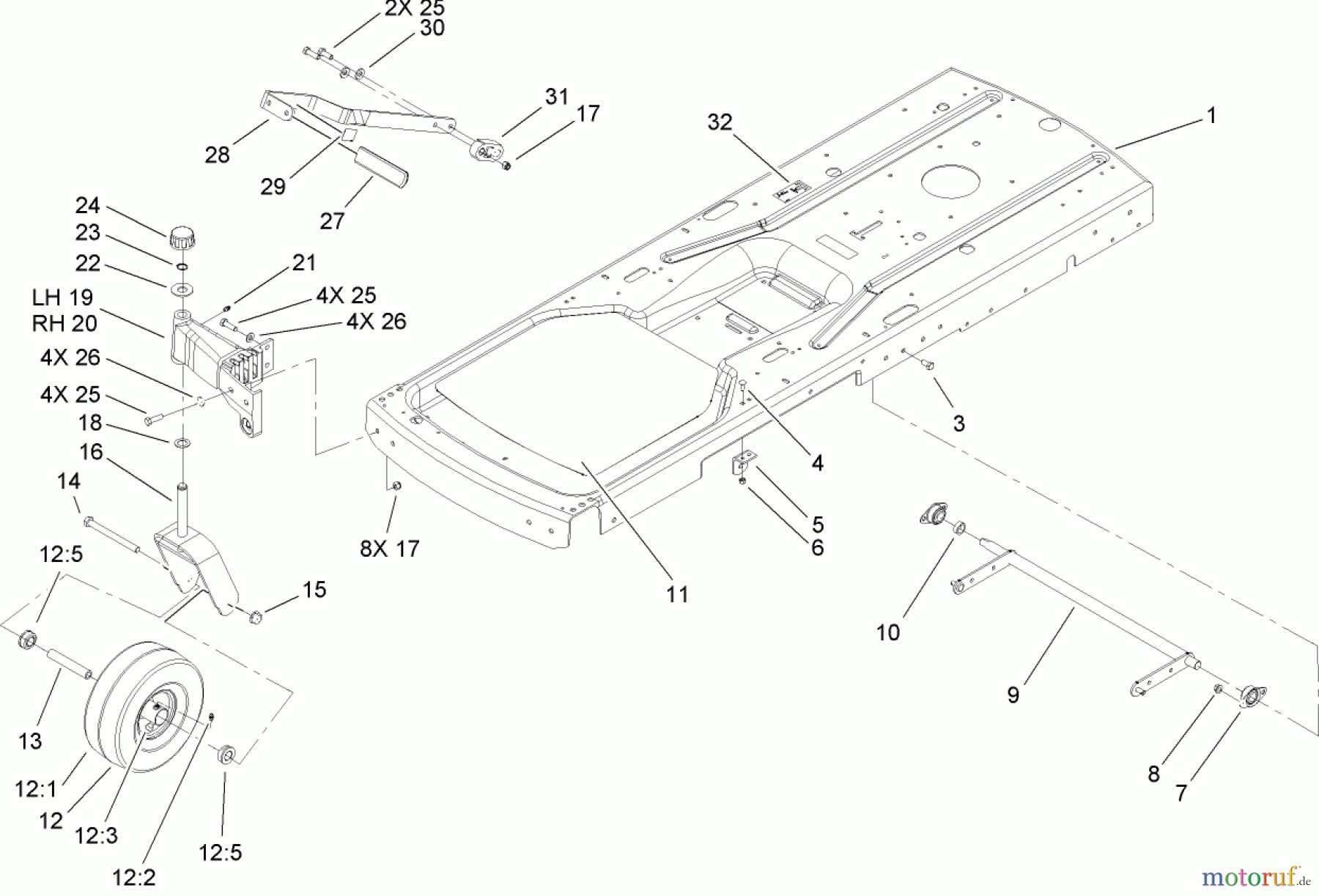  Toro Neu Mowers, Zero-Turn 74420 (Z420) - Toro TimeCutter Z420 Riding Mower, 2007 (270000001-270999999) FRAME ASSEMBLY