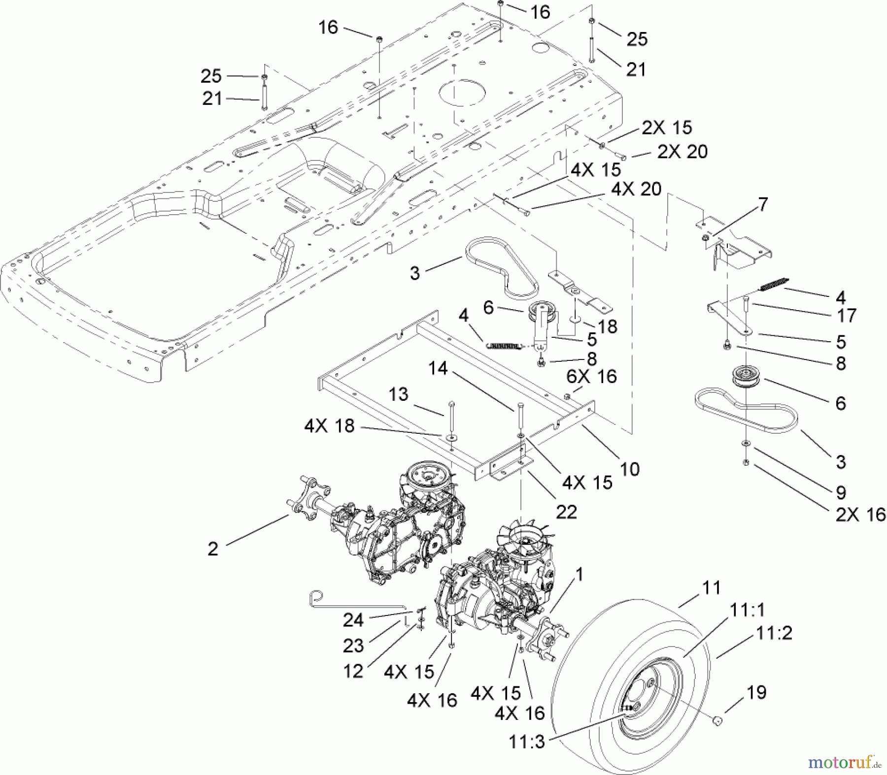 Toro Neu Mowers, Zero-Turn 74420 (Z420) - Toro TimeCutter Z420 Riding Mower, 2007 (270000001-270999999) HYDRO AND BELT DRIVE ASSEMBLY