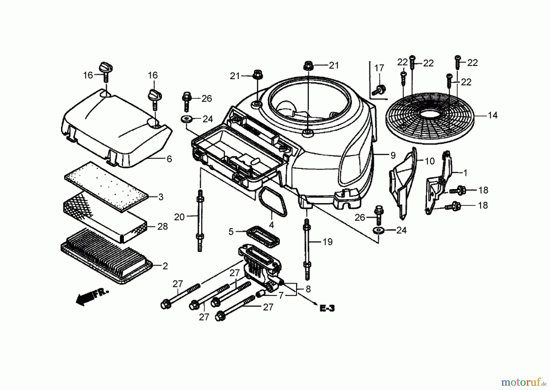 Toro Neu Mowers, Zero-Turn 74425 (Z530) - Toro TimeCutter Z530 Riding Mower, 2006 (260000001-260999999) FAN COVER ASSEMBLY HONDA GXV530 EXA2LB