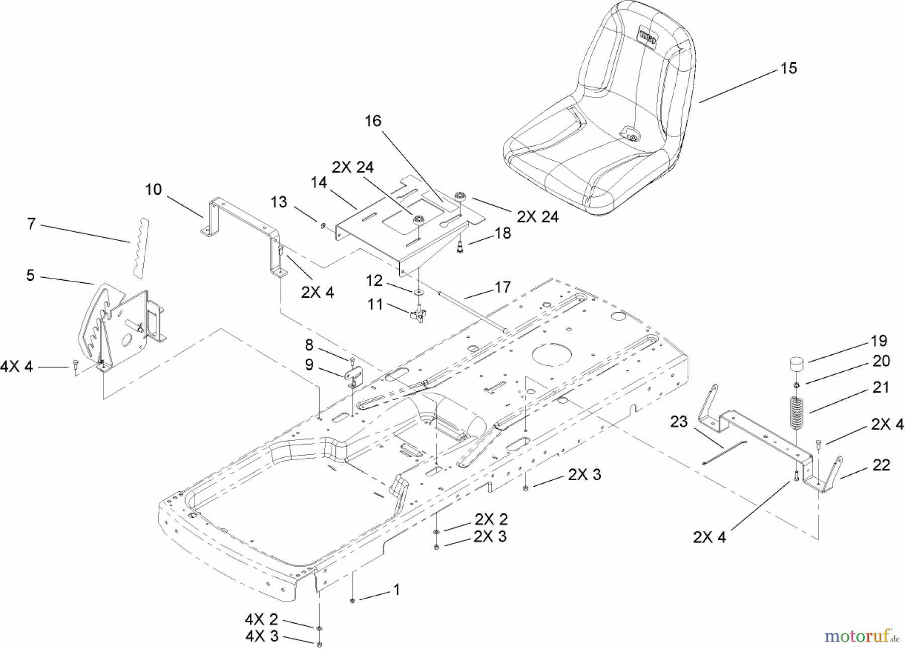 Toro Neu Mowers, Zero-Turn 74425 (Z530) - Toro TimeCutter Z530 Riding Mower, 2006 (260000001-260999999) SEAT ASSEMBLY