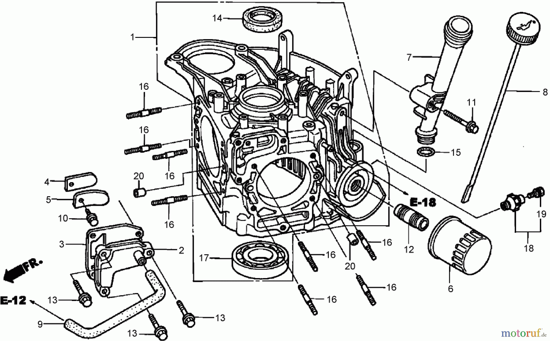  Toro Neu Mowers, Zero-Turn 74425 (Z530) - Toro TimeCutter Z530 Riding Mower, 2007 (270000001-270999999) CRANKCASE ASSEMBLY HONDA GXV530 EXA2LB
