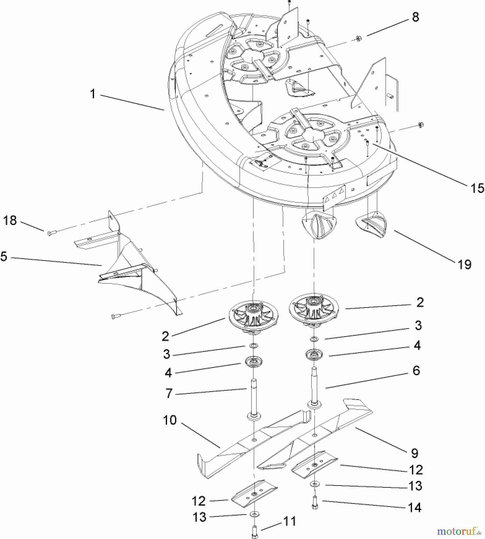 Toro Neu Mowers, Zero-Turn 74432 (ZD380) - Toro TimeCutter ZD380 Riding Mower, 2007 (270000001-270999999) 38 INCH BOTTOM DECK ASSEMBLY