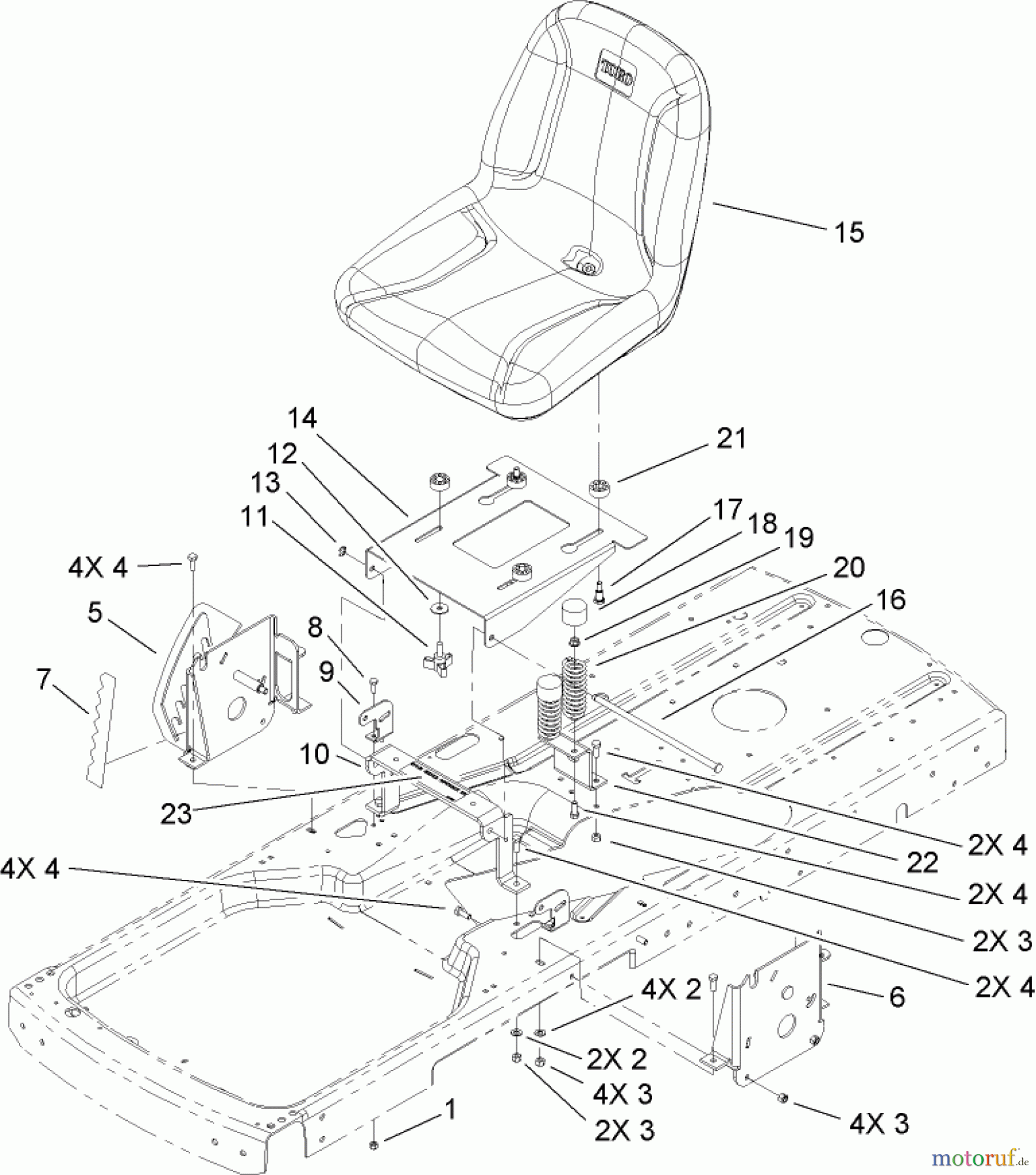 Toro Neu Mowers, Zero-Turn 74433 (ZD420) - Toro TimeCutter ZD420 Riding Mower, 2006 (260000001-260999999) SEAT ASSEMBLY