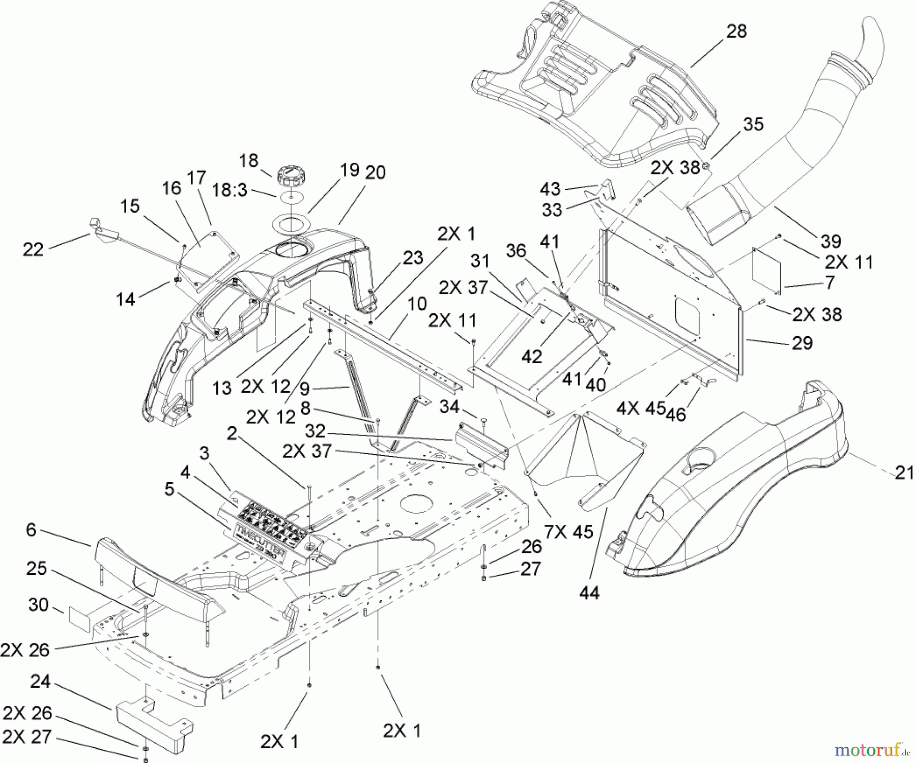 Toro Neu Mowers, Zero-Turn 74433 (ZD420) - Toro TimeCutter ZD420 Riding Mower, 2007 (270000001-270999999) STYLING ASSEMBLY
