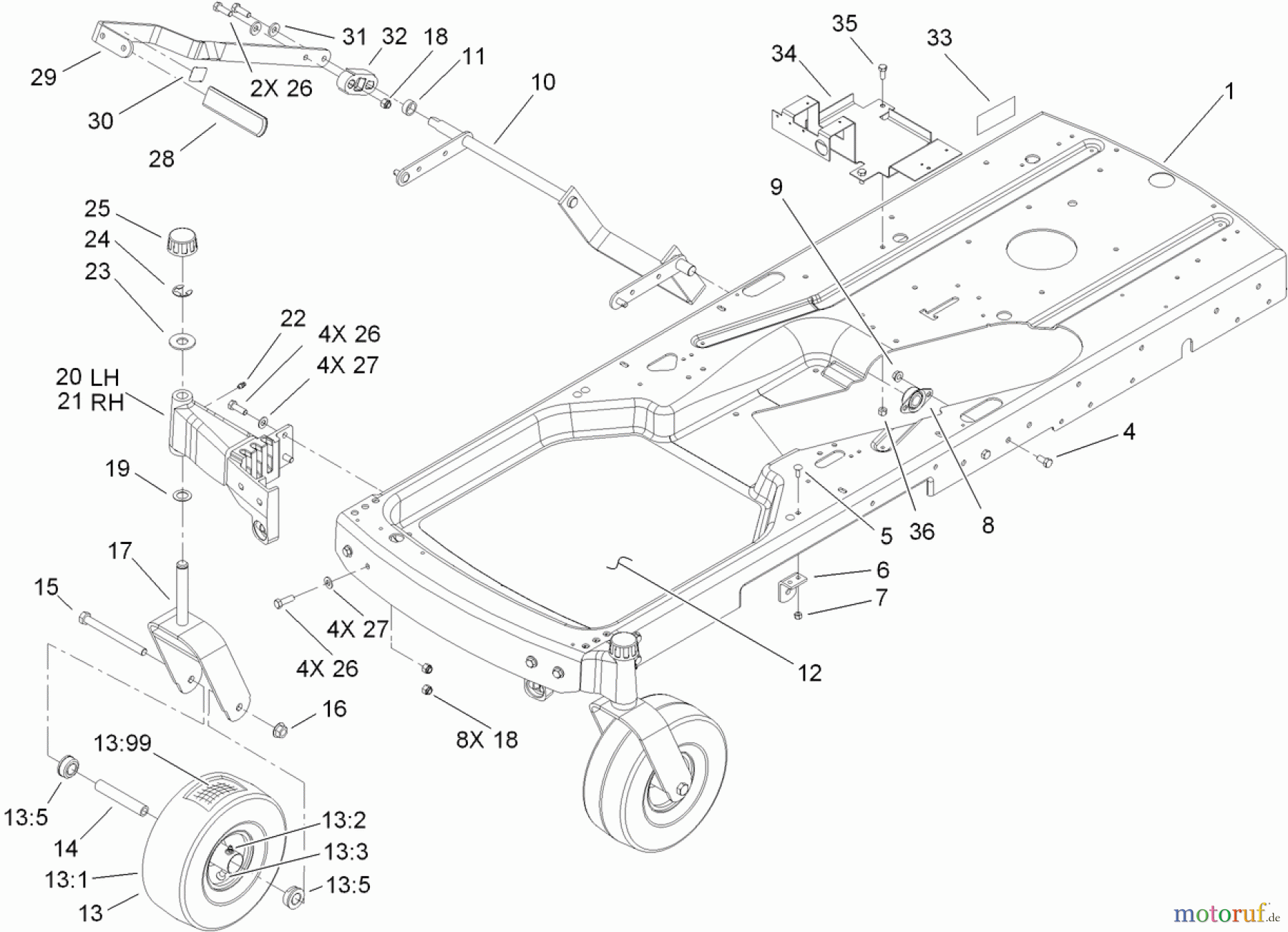 Toro Neu Mowers, Zero-Turn 74433 (ZD420) - Toro TimeCutter ZD420 Riding Mower, 2011 (311000001-311999999) FRAME ASSEMBLY
