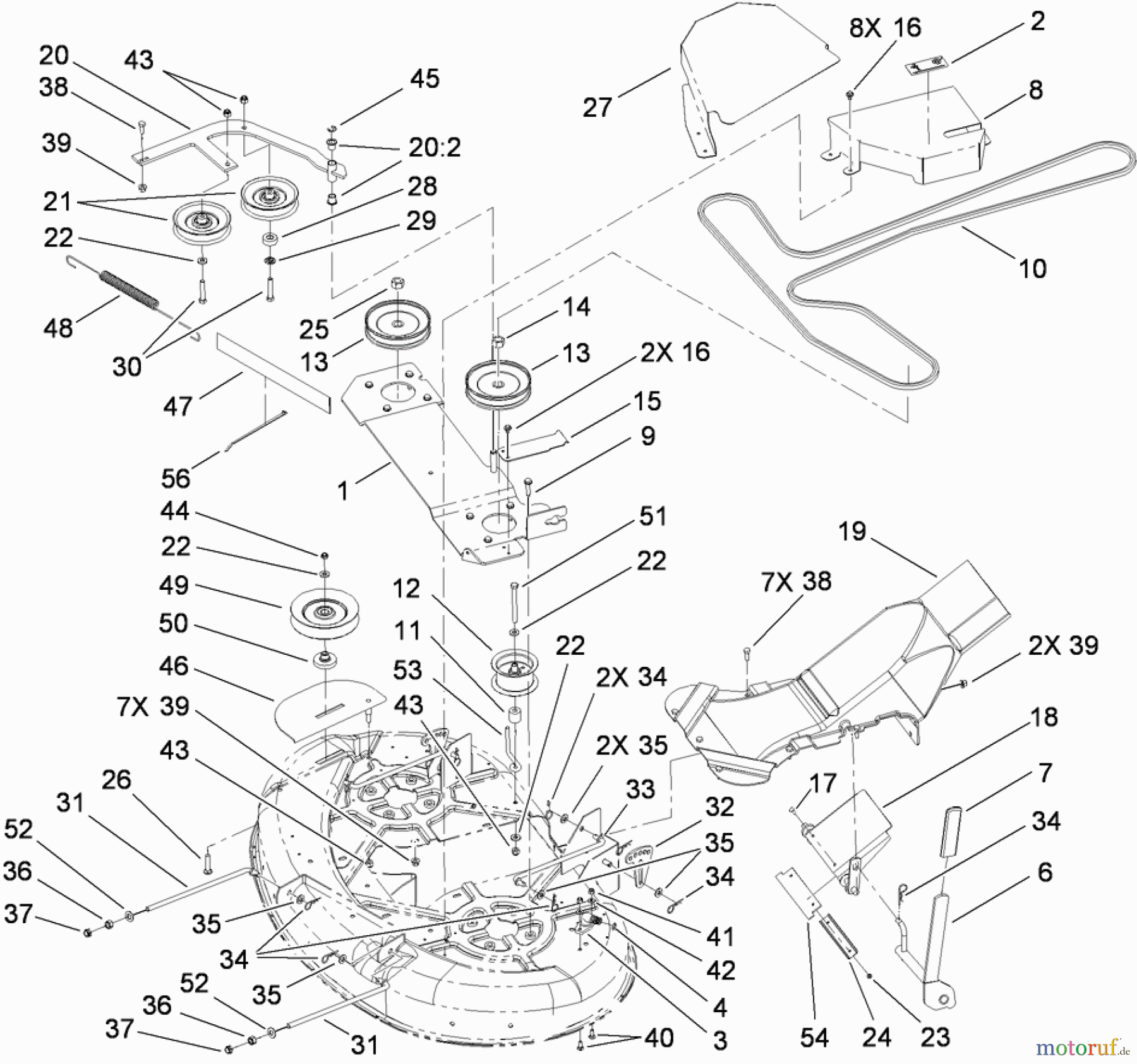  Toro Neu Mowers, Zero-Turn 74437 (ZD420T) - Toro TimeCutter ZD420T Riding Mower, 2011 (311000001-311999999) 42 INCH TOP DECK ASSEMBLY