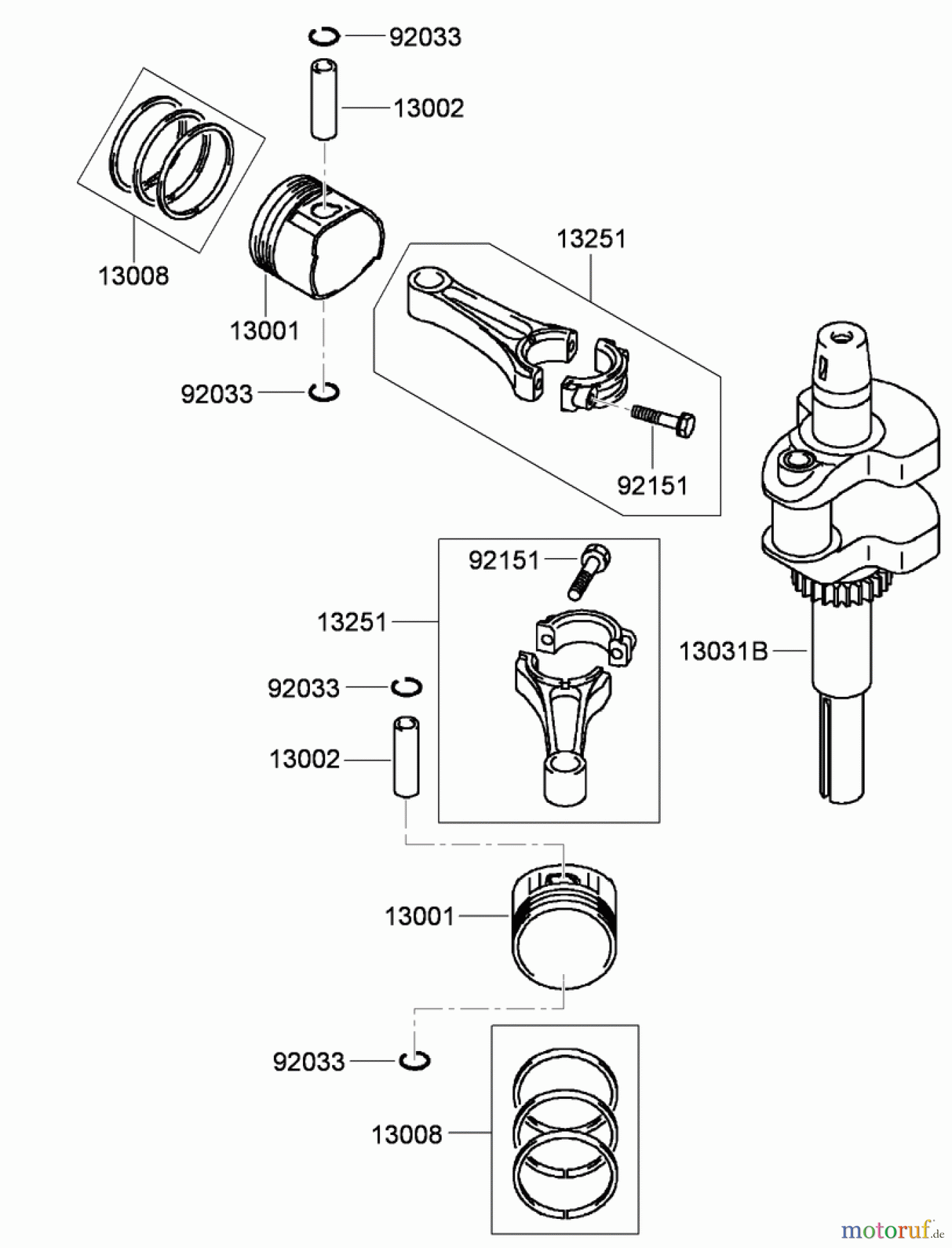  Toro Neu Mowers, Zero-Turn 74437 (ZD420T) - Toro TimeCutter ZD420T Riding Mower, 2011 (311000001-311999999) PISTON AND CRANKSHAFT ASSEMBLY KAWASAKI FH541V-CS50
