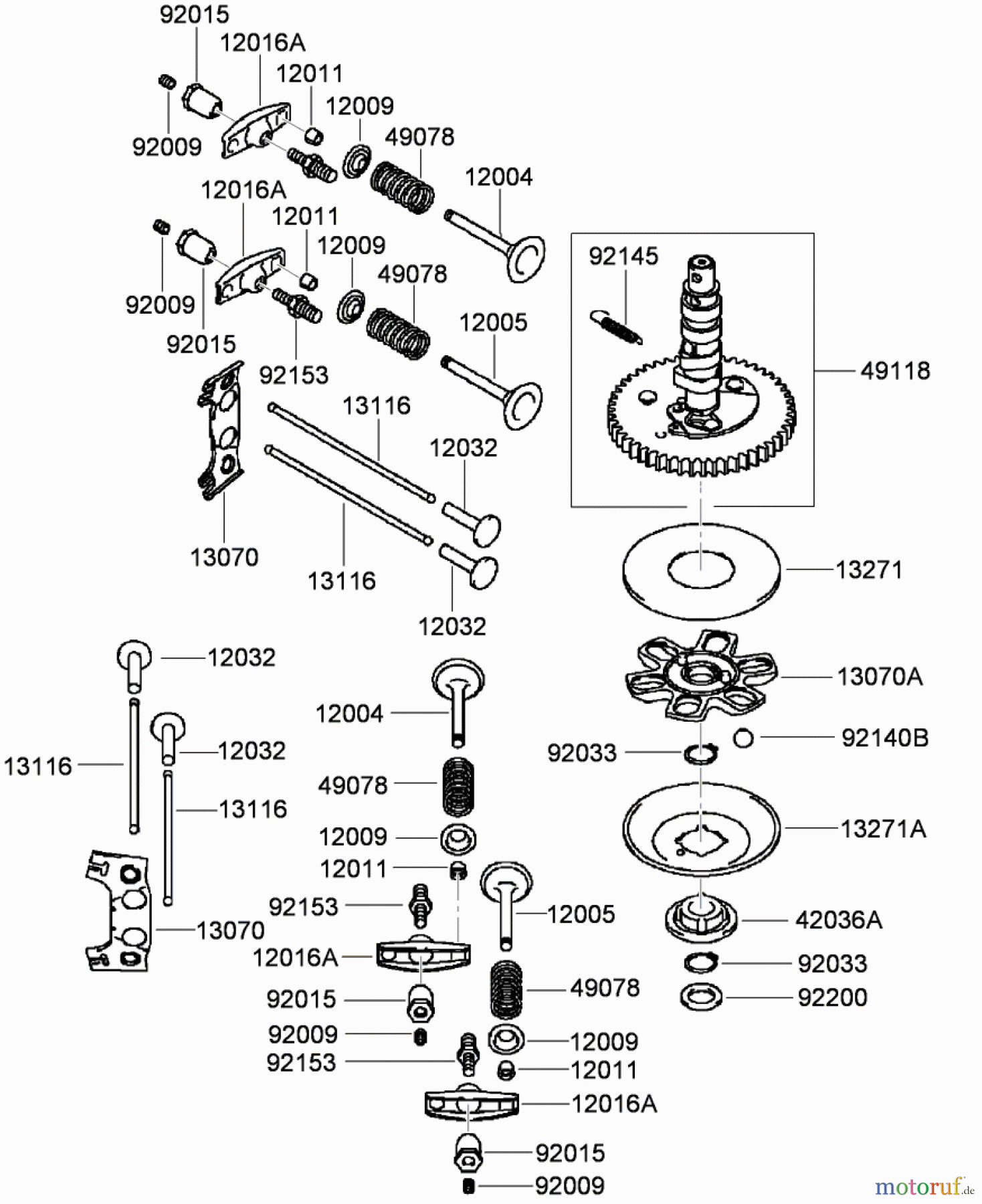 Toro Neu Mowers, Zero-Turn 74437 (ZD420T) - Toro TimeCutter ZD420T Riding Mower, 2011 (311000001-311999999) VALVE AND CAMSHAFT ASSEMBLY KAWASAKI FH541V-CS50