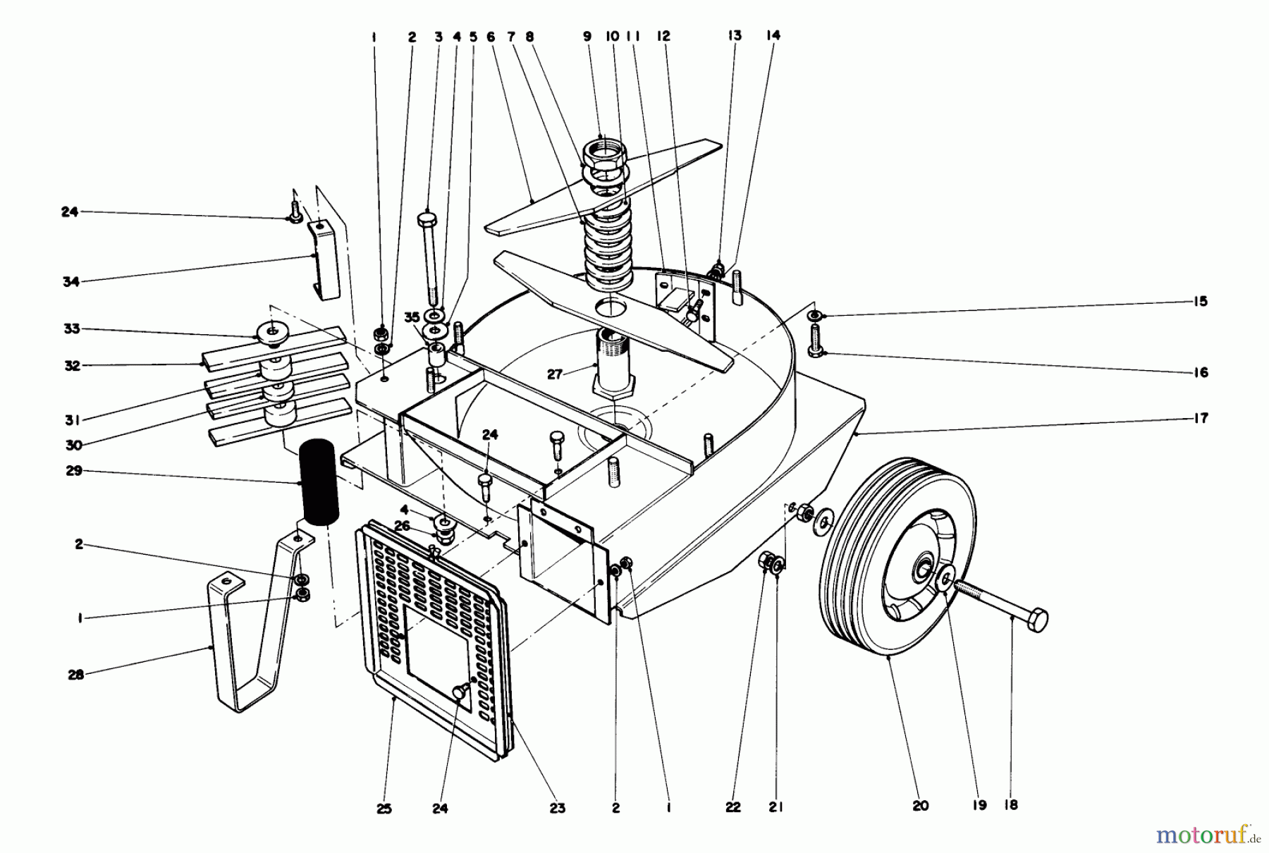 Toro Neu Blowers/Vacuums/Chippers/Shredders 62835 - Toro Shredder, 1972 (2000001-2999999) BASE & BLADE ASSEMBLY