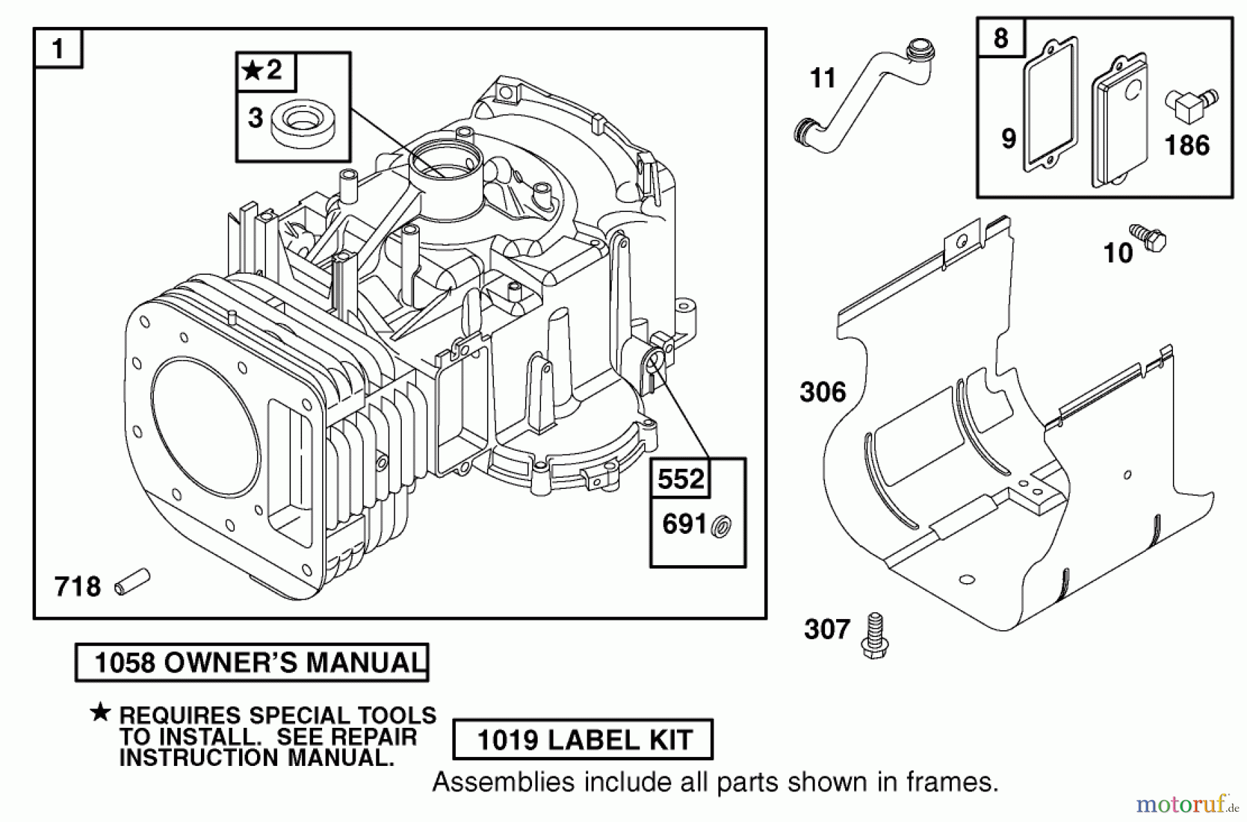 Toro Neu Mowers, Zero-Turn 74501 (Z16-44) - Toro Z16-44 TimeCutter Z Riding Mower, 2001 (210000001-210999999) CYLINDER ASSEMBLY BRIGGS AND STRATTON 311777-0117-E1