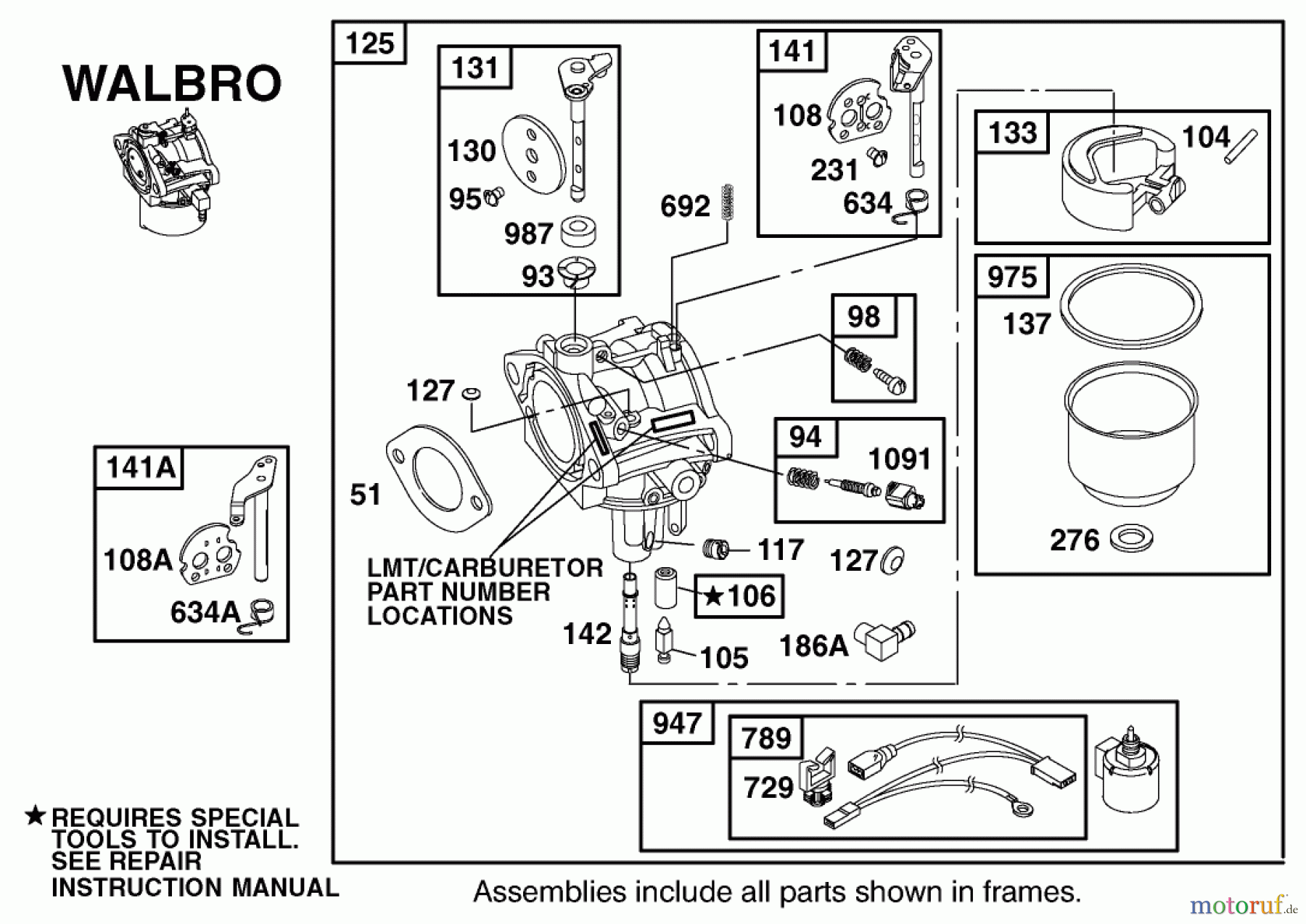 Toro Neu Mowers, Zero-Turn 74501 (Z16-44) - Toro Z16-44 TimeCutter Z Riding Mower, 2002 (220000001-220999999) CARBURETOR ASSEMBLY BRIGGS AND STRATTON 311777-0117-E1 #1