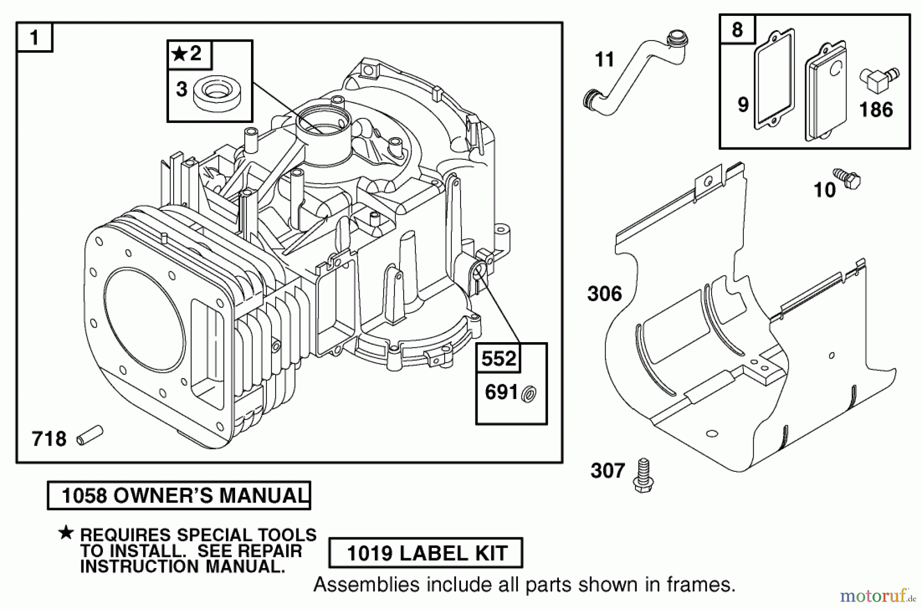 Toro Neu Mowers, Zero-Turn 74501 (Z16-44) - Toro Z16-44 TimeCutter Z Riding Mower, 2002 (220000001-220999999) CYLINDER ASSEMBLY BRIGGS AND STRATTON 311777-0117-E1
