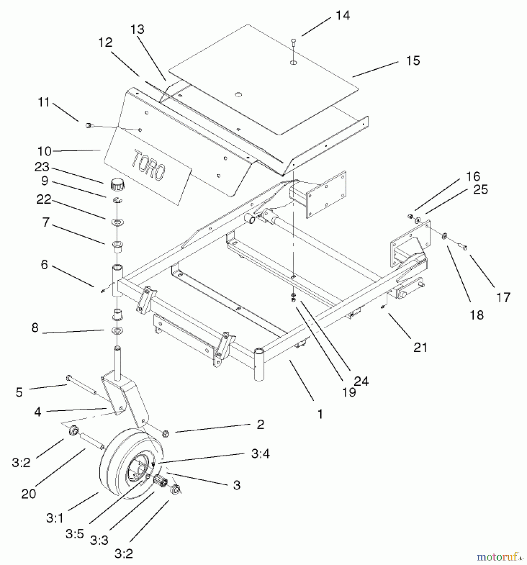  Toro Neu Mowers, Zero-Turn 74501 (Z16-44) - Toro Z16-44 TimeCutter Z Riding Mower, 2002 (220000001-220999999) FRONT FRAME ASSEMBLY