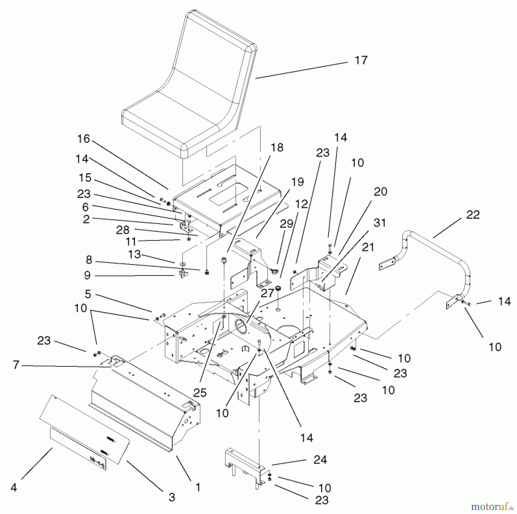 Toro Neu Mowers, Zero-Turn 74501 (Z16-44) - Toro Z16-44 TimeCutter Z Riding Mower, 2002 (220000001-220999999) MAIN FRAME ASSEMBLY