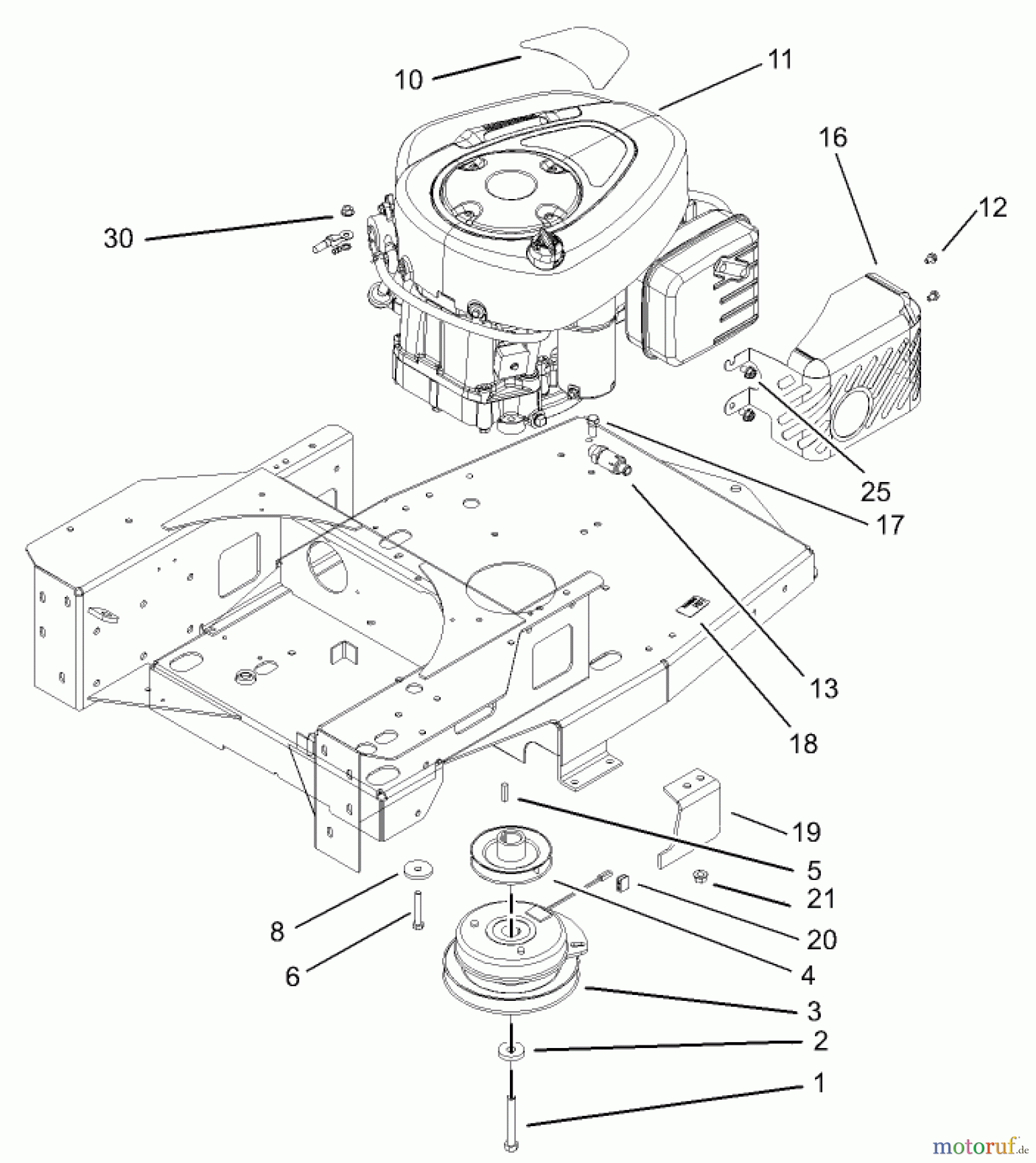 Toro Neu Mowers, Zero-Turn 74502 (17-44ZX) - Toro 17-44ZX TimeCutter ZX Riding Mower, 2003 (230000001-230999999) ENGINE AND CLUTCH ASSEMBLY