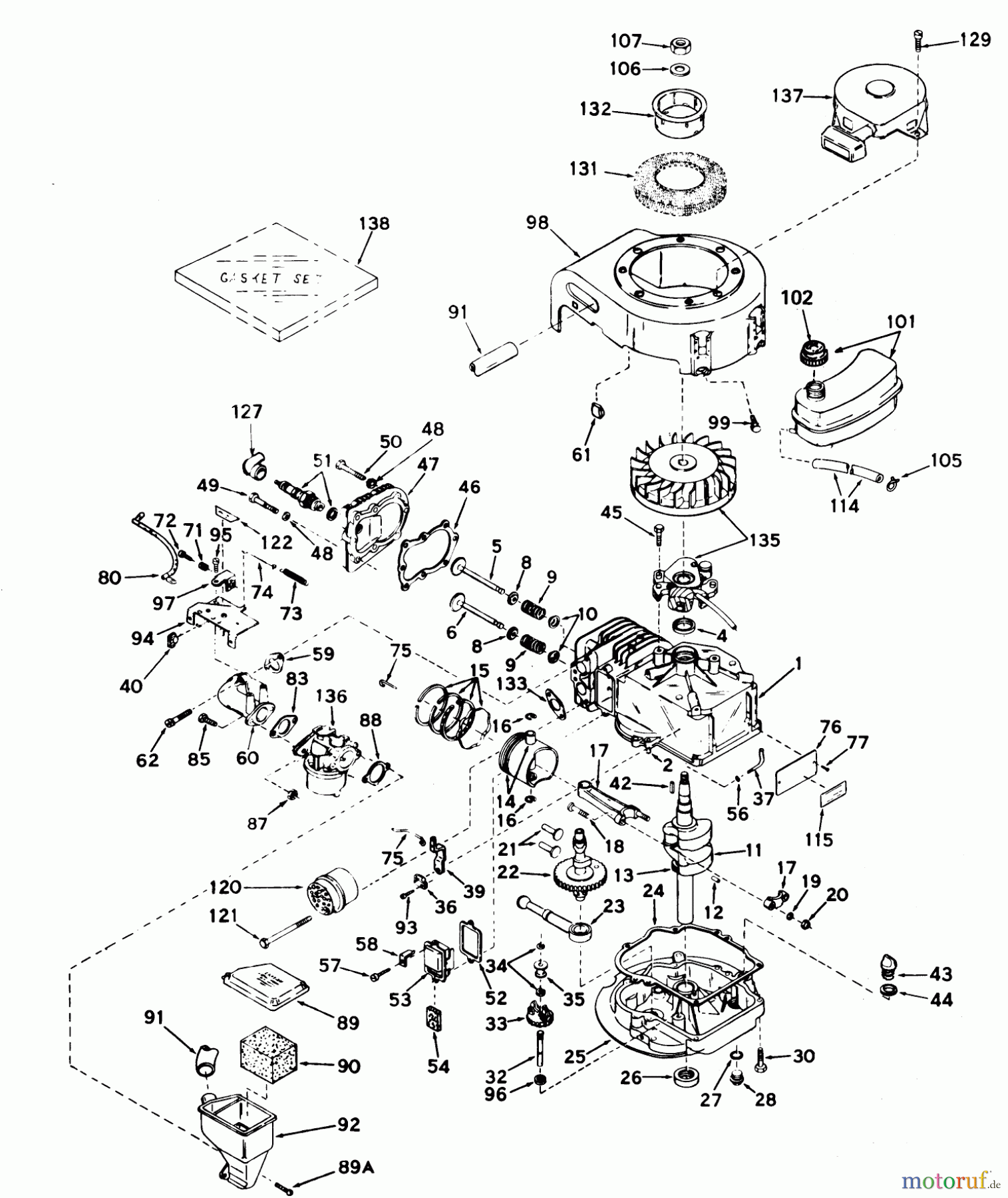 Toro Neu Blowers/Vacuums/Chippers/Shredders 62837 - Toro Shredder, 1974 (4000001-4999999) ENGINE TECUMSEH PRODUCTS MODEL NO. LAV 35-40712K