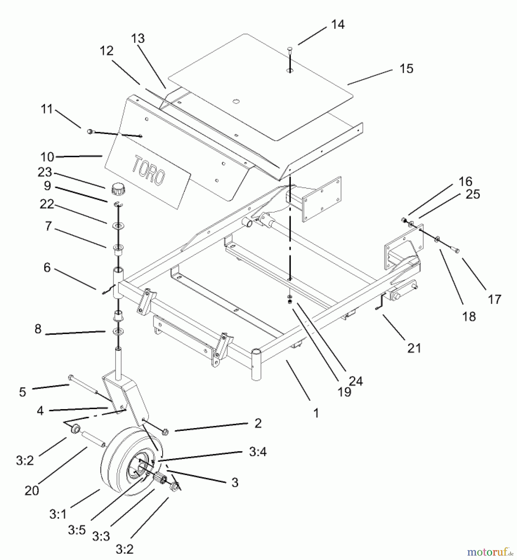Toro Neu Mowers, Zero-Turn 74502 (17-44ZX) - Toro 17-44ZX TimeCutter ZX Riding Mower, 2003 (230000001-230999999) FRONT FRAME ASSEMBLY