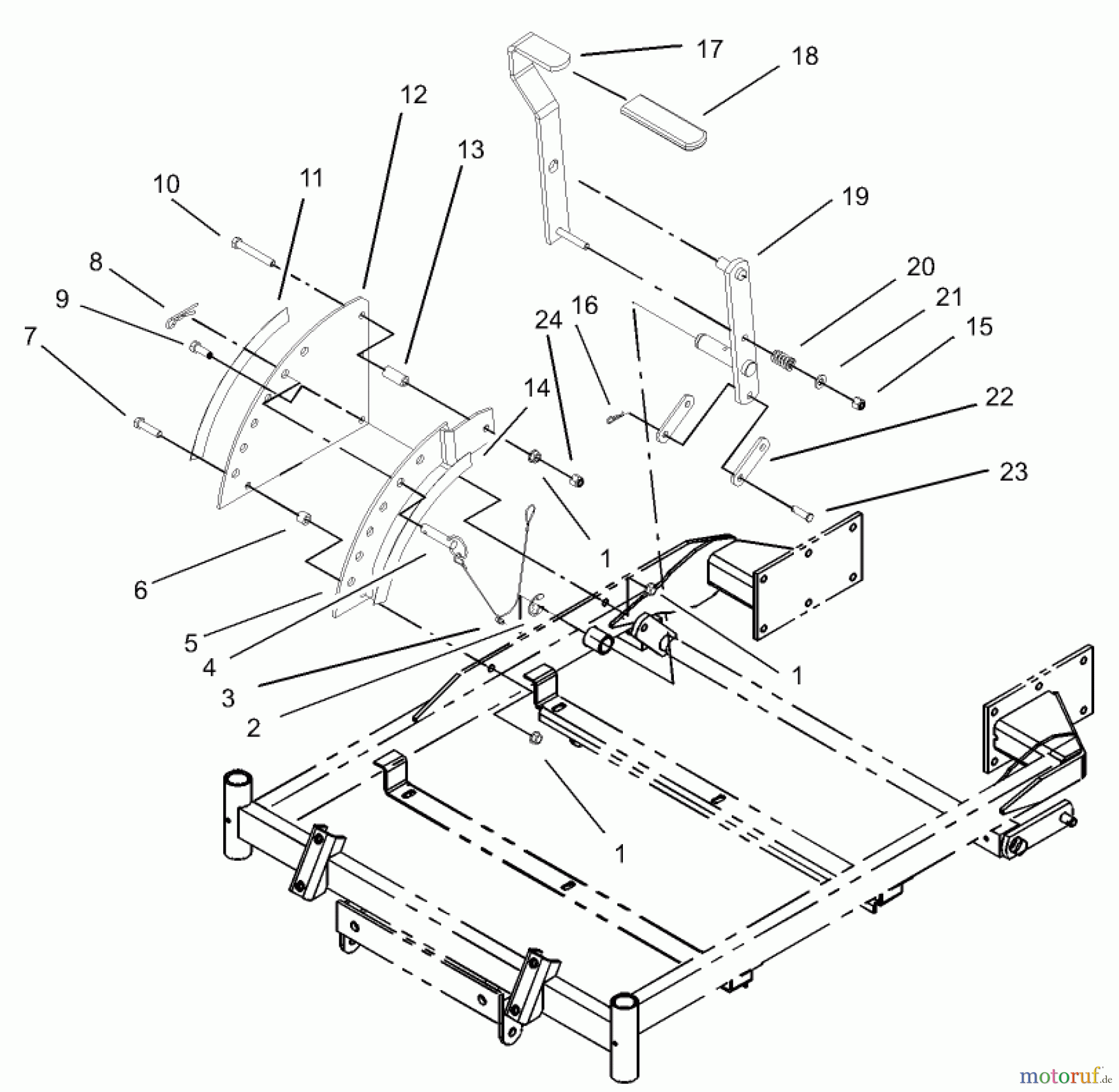 Toro Neu Mowers, Zero-Turn 74502 (17-44ZX) - Toro 17-44ZX TimeCutter ZX Riding Mower, 2003 (230000001-230999999) HEIGHT-OF-CUT HANDLE AND PLATE ASSEMBLY