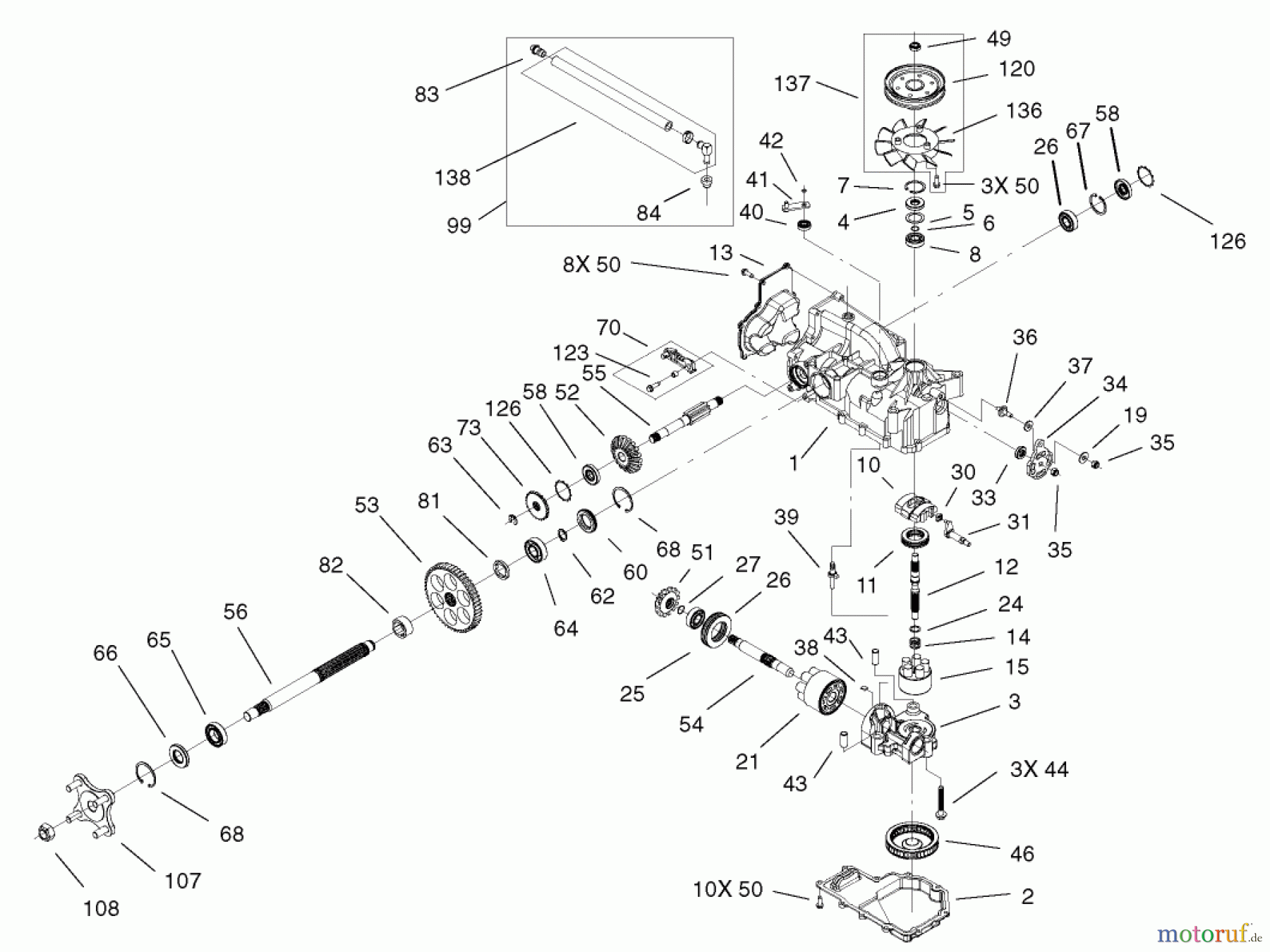  Toro Neu Mowers, Zero-Turn 74502 (Z16-44) - Toro Z16-44 TimeCutter Z Riding Mower, 2002 (220000001-220999999) RH HYDRO TRANSAXLE ASSEMBLY NO. 100-7360