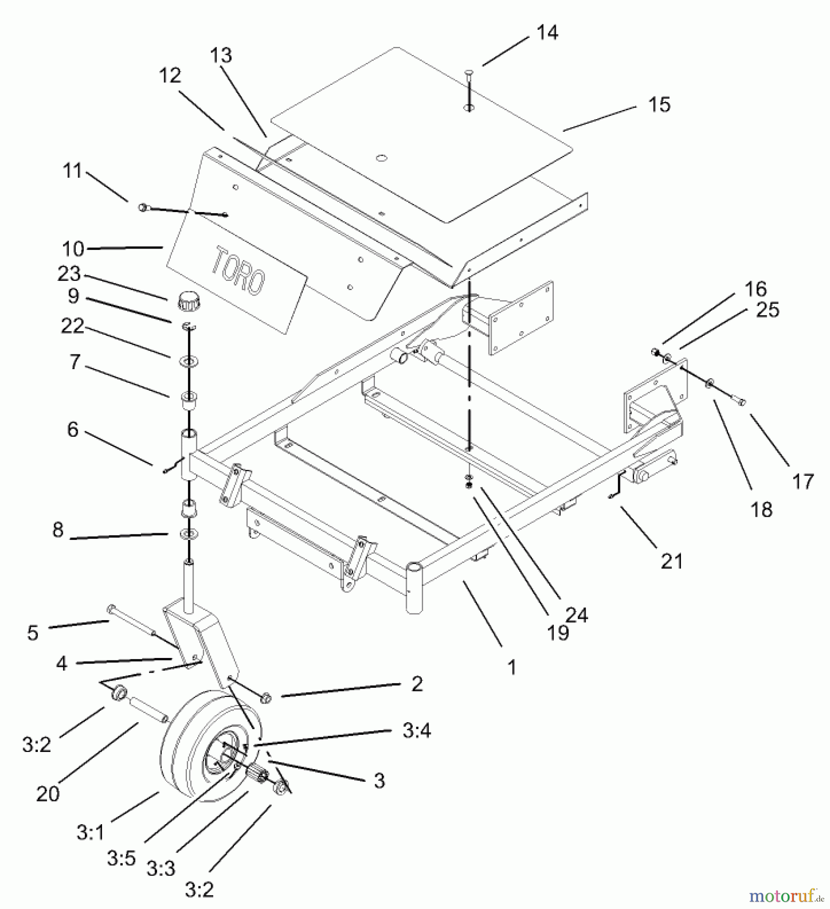 Toro Neu Mowers, Zero-Turn 74601 (17K-44ZX) - Toro 17K-44ZX TimeCutter ZX Riding Mower, 2003 (230000001-230999999) FRONT FRAME ASSEMBLY