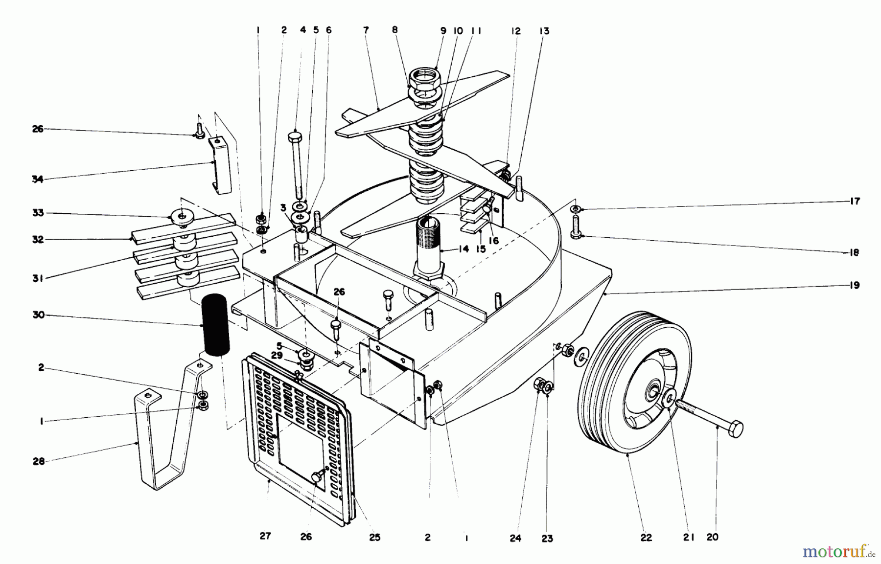 Toro Neu Blowers/Vacuums/Chippers/Shredders 62850 - Toro Shredder, 1972 (2000001-2999999) BASE & BLADE ASSEMBLY