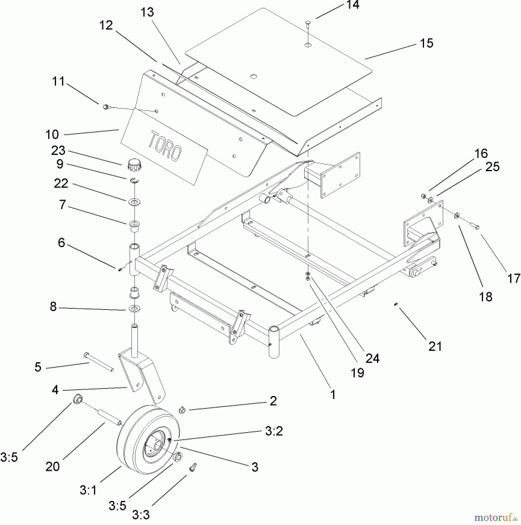  Toro Neu Mowers, Zero-Turn 74602 (18-44ZX) - Toro 18-44ZX TimeCutter ZX Riding Mower, 2004 (240000001-240999999) FRONT FRAME ASSEMBLY