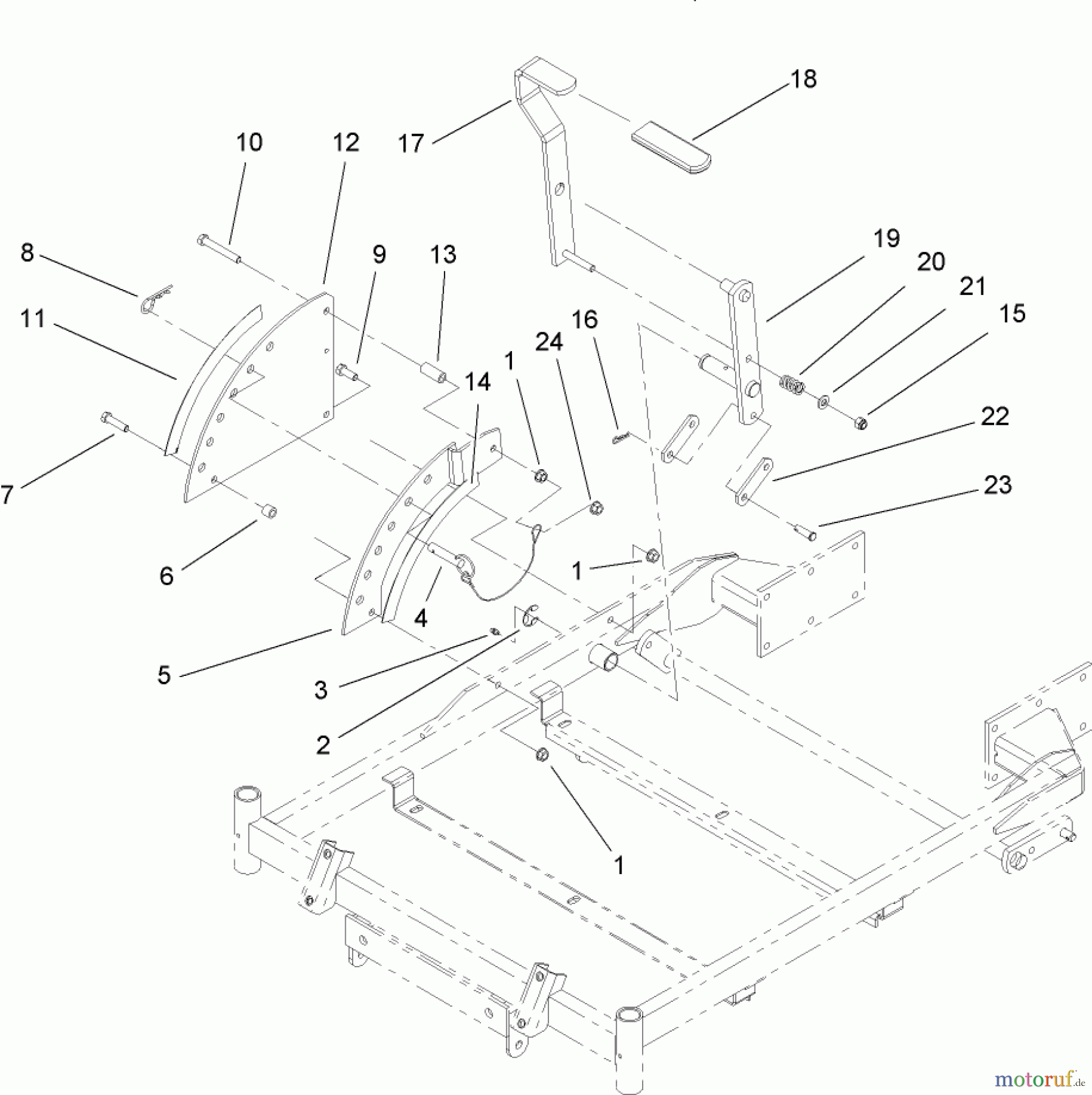 Toro Neu Mowers, Zero-Turn 74603 (ZX440) - Toro TimeCutter ZX440 Riding Mower, 2006 (260000001-260999999) HEIGHT-OF-CUT HANDLE AND PLATE ASSEMBLY