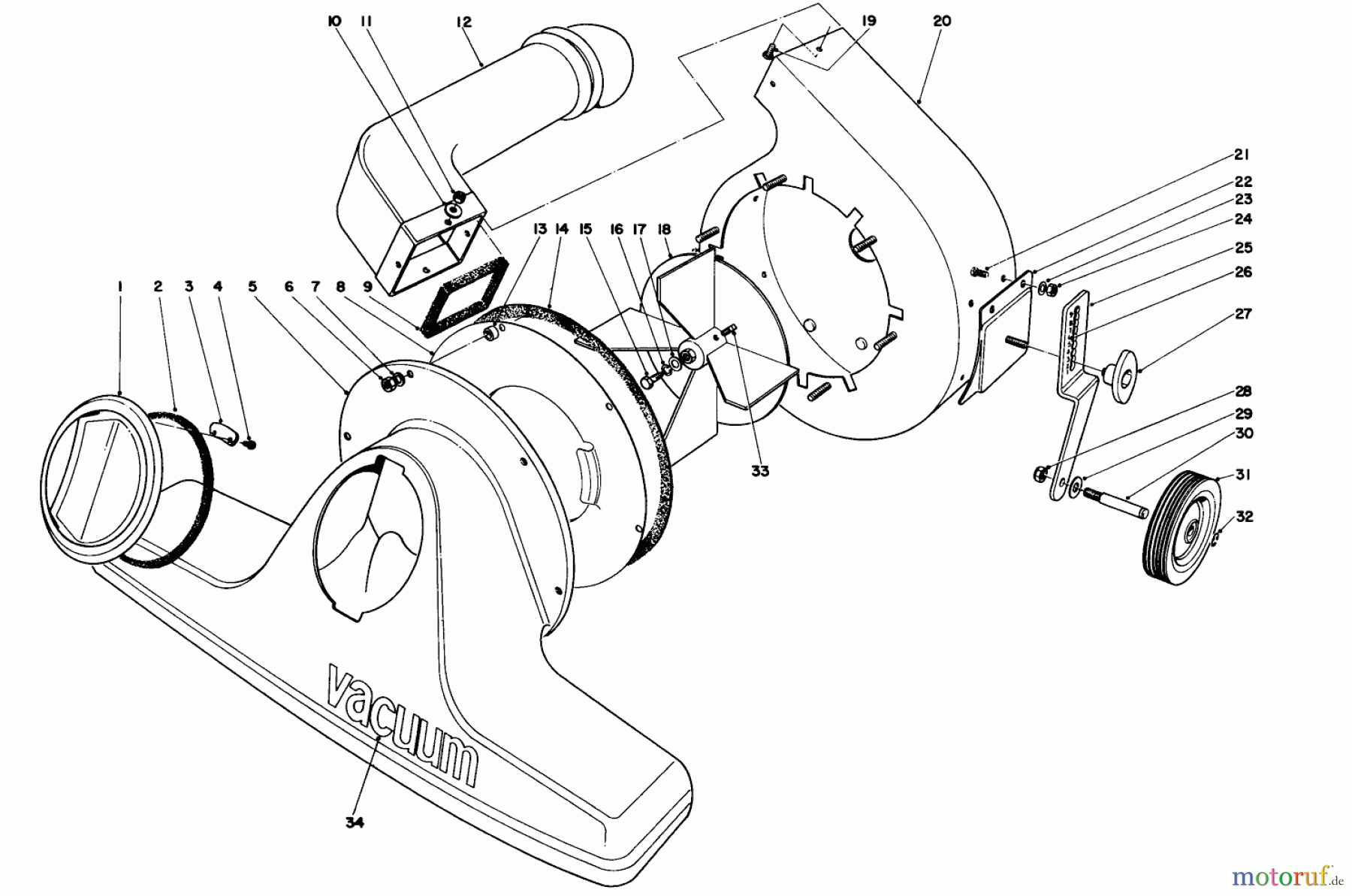  Toro Neu Blowers/Vacuums/Chippers/Shredders 62900 - Toro 5 hp Lawn Vacuum, 1973 (3000001-3999999) BLOWER HOUSING AND FAN ASSEMBLY