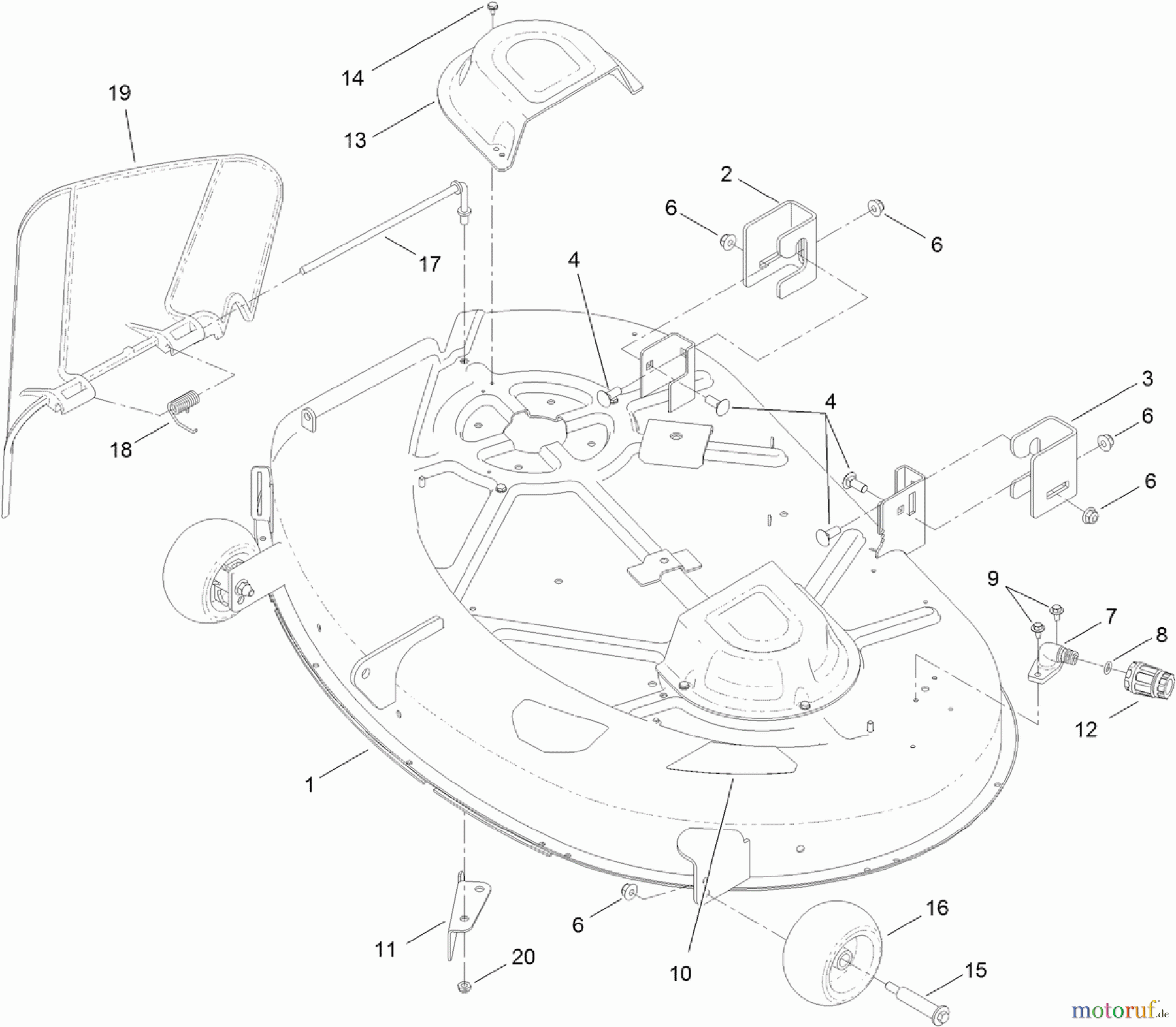 Toro Neu Mowers, Zero-Turn 74623 (4200) - Toro TimeCutter SS 4200 Riding Mower, 2012 (SN 312000001-312999999) 42 INCH DECK ASSEMBLY
