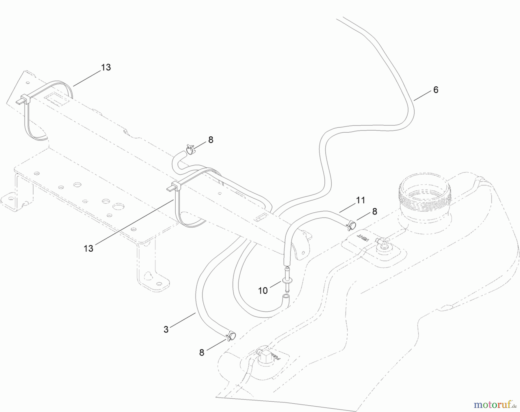 Toro Neu Mowers, Zero-Turn 74623 (4200) - Toro TimeCutter SS 4200 Riding Mower, 2012 (SN 312000001-312999999) FUEL DELIVERY ASSEMBLY