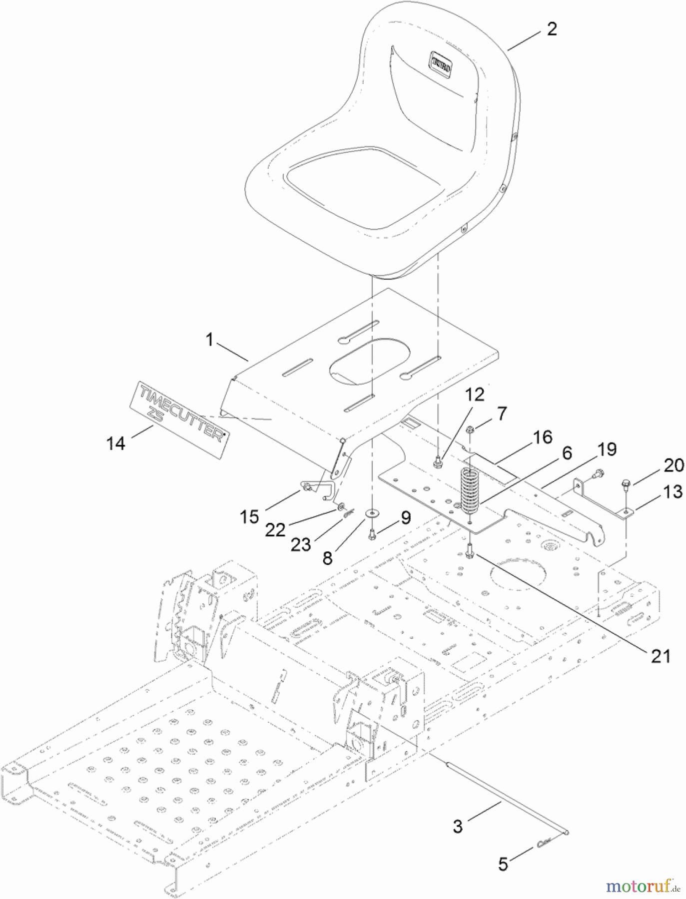 Toro Neu Mowers, Zero-Turn 74623 (4200) - Toro TimeCutter SS 4200 Riding Mower, 2012 (SN 312000001-312999999) SEAT ASSEMBLY