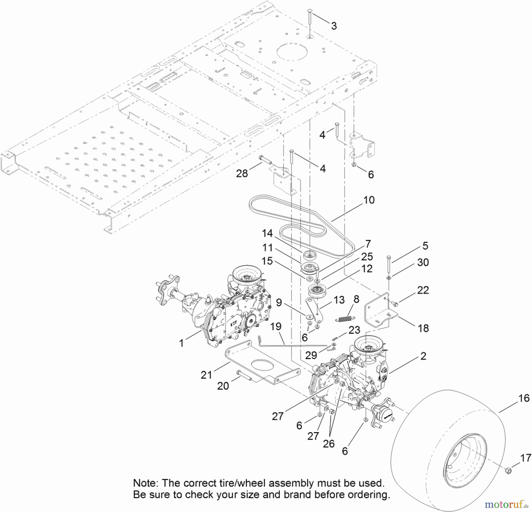 Toro Neu Mowers, Zero-Turn 74625 (4235) - Toro TimeCutter SS 4235 Riding Mower, 2011 (311000001-311999999) HYDRO TRANSAXLE DRIVE AND REAR WHEEL ASSEMBLY