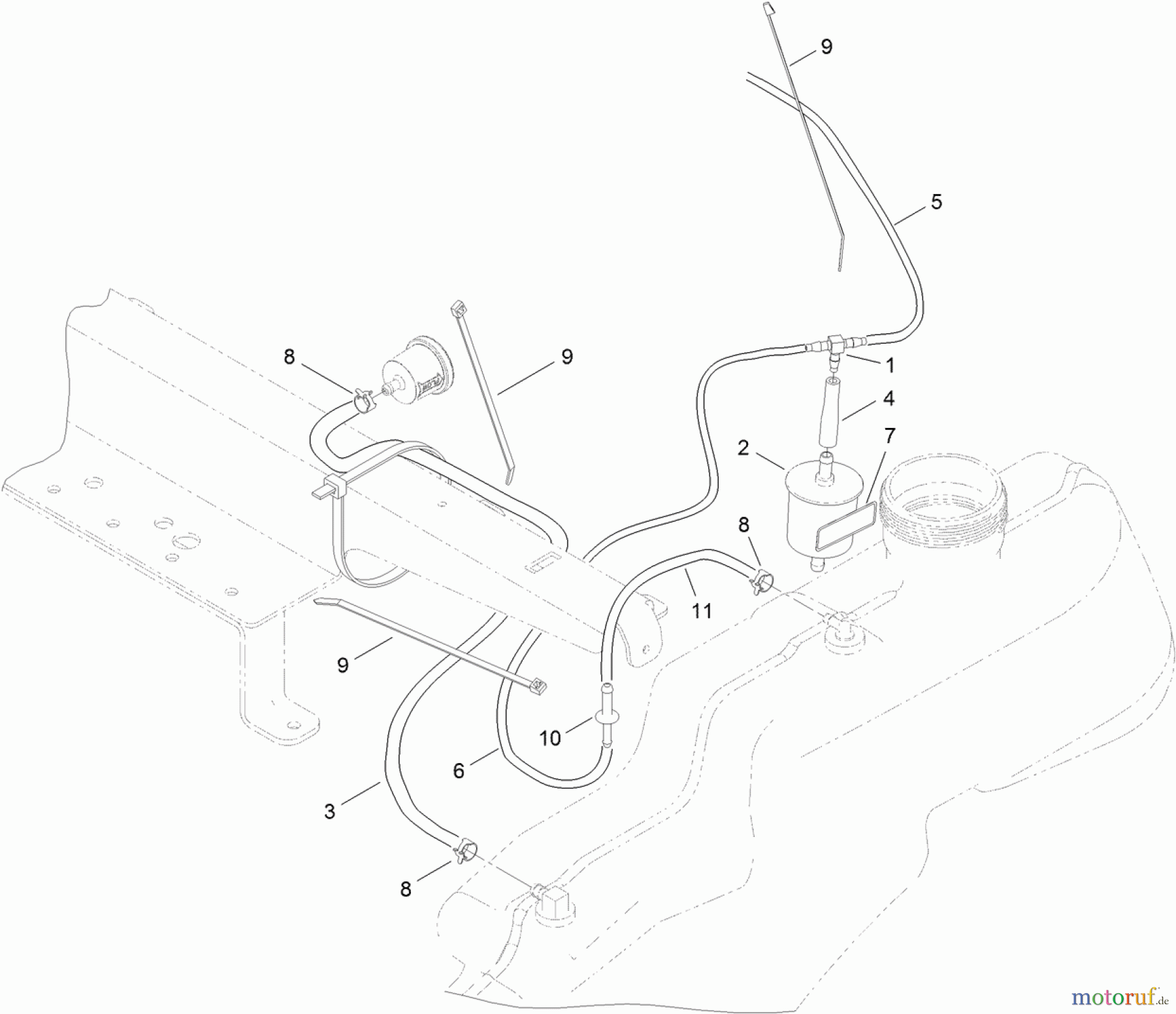 Toro Neu Mowers, Zero-Turn 74626 (4260) - Toro TimeCutter SS 4260 Riding Mower, 2011 (311000001-311999999) FUEL DELIVERY ASSEMBLY
