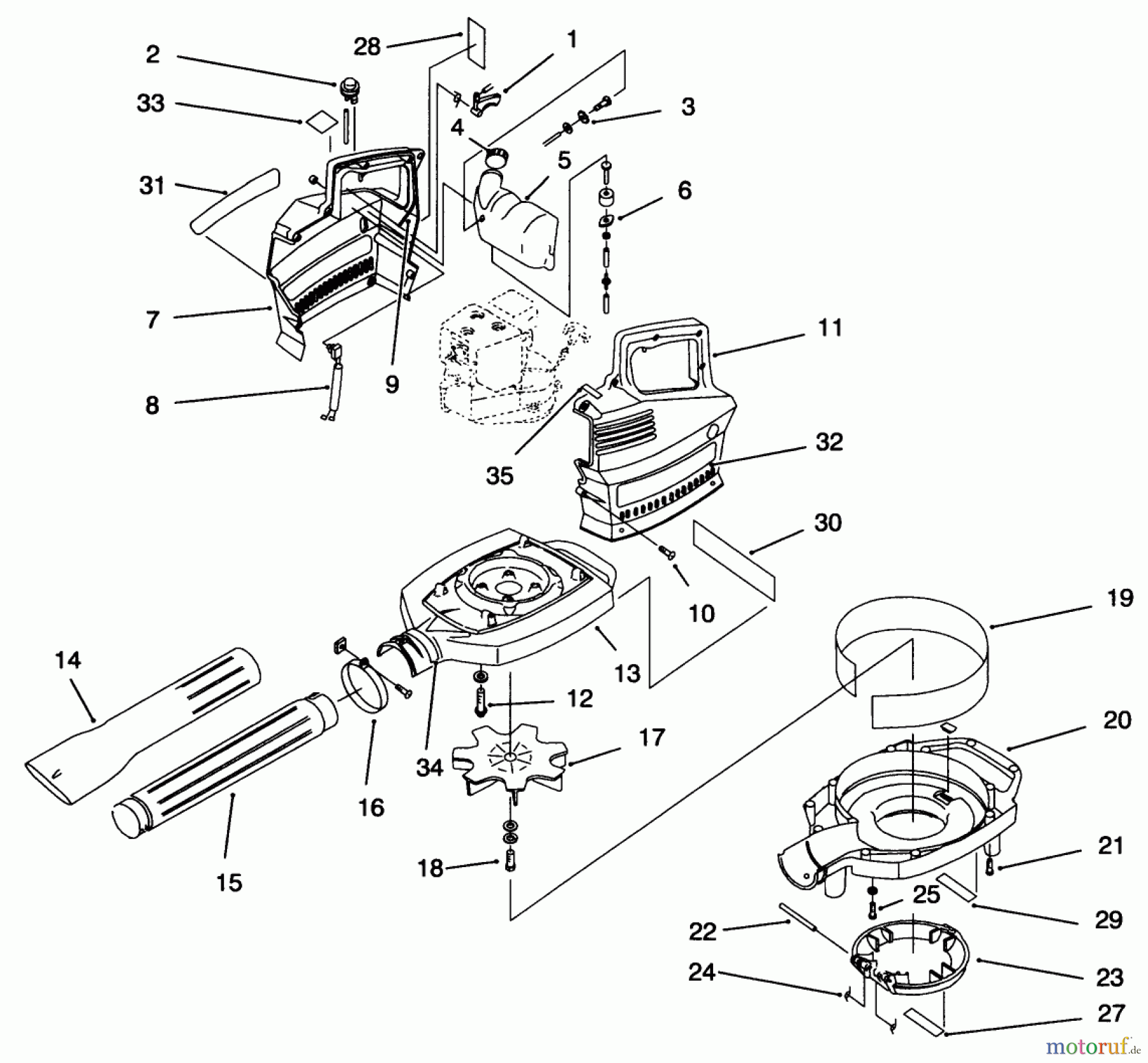 Toro Neu Blowers/Vacuums/Chippers/Shredders 62901 - Toro Gas Blower Vacuum, 1996 (690000001-699999999) BLOWER ASSEMBLY