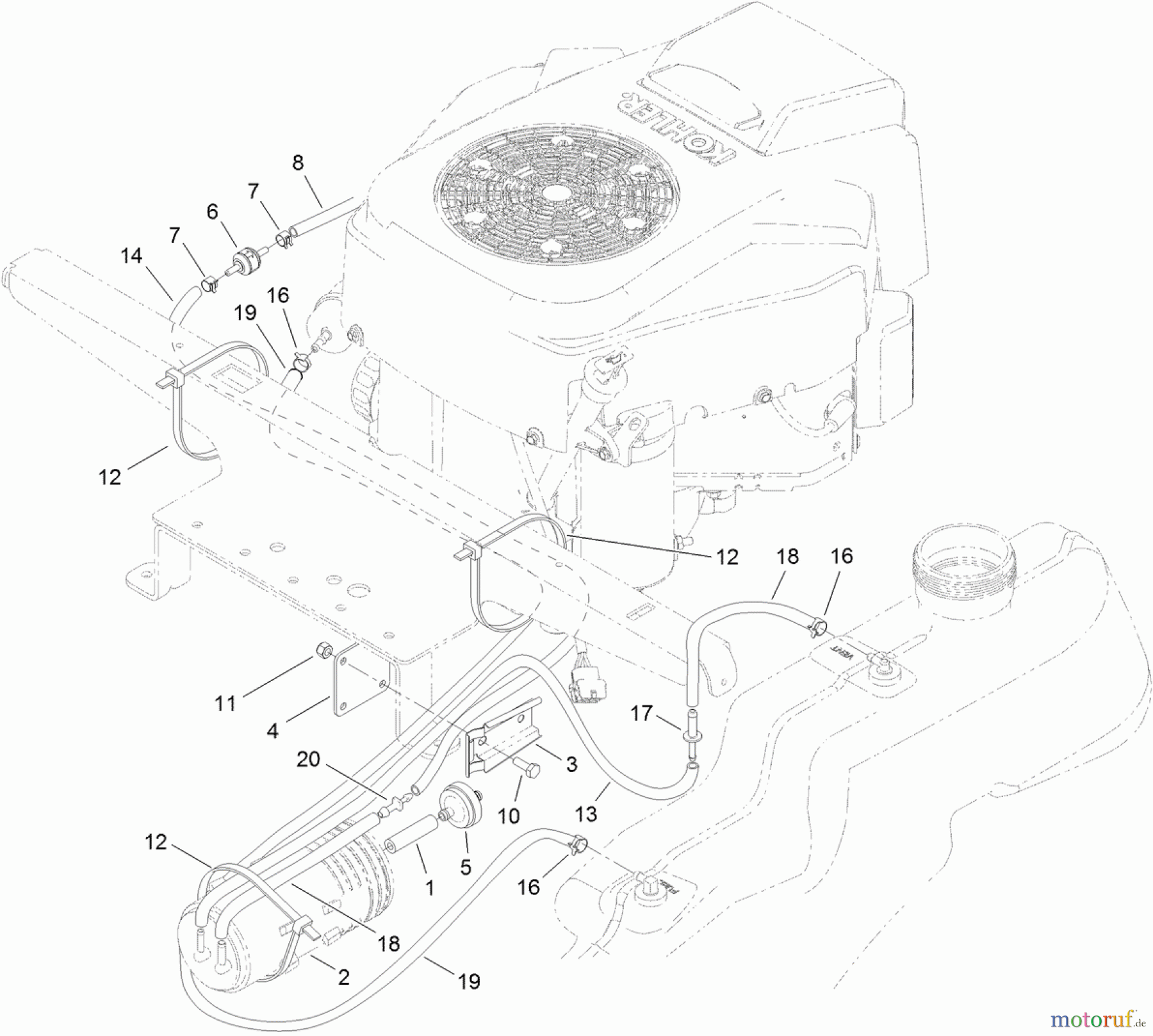 Toro Neu Mowers, Zero-Turn 74628 (4235) - Toro TimeCutter SS 4235 Riding Mower, 2012 (SN 312000001-312999999) FUEL DELIVERY ASSEMBLY