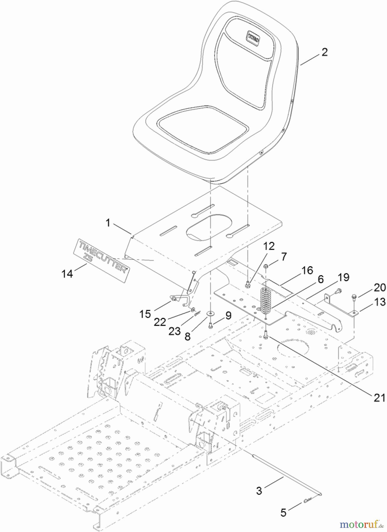Toro Neu Mowers, Zero-Turn 74628 (4235) - Toro TimeCutter SS 4235 Riding Mower, 2012 (SN 312000001-312999999) SEAT ASSEMBLY