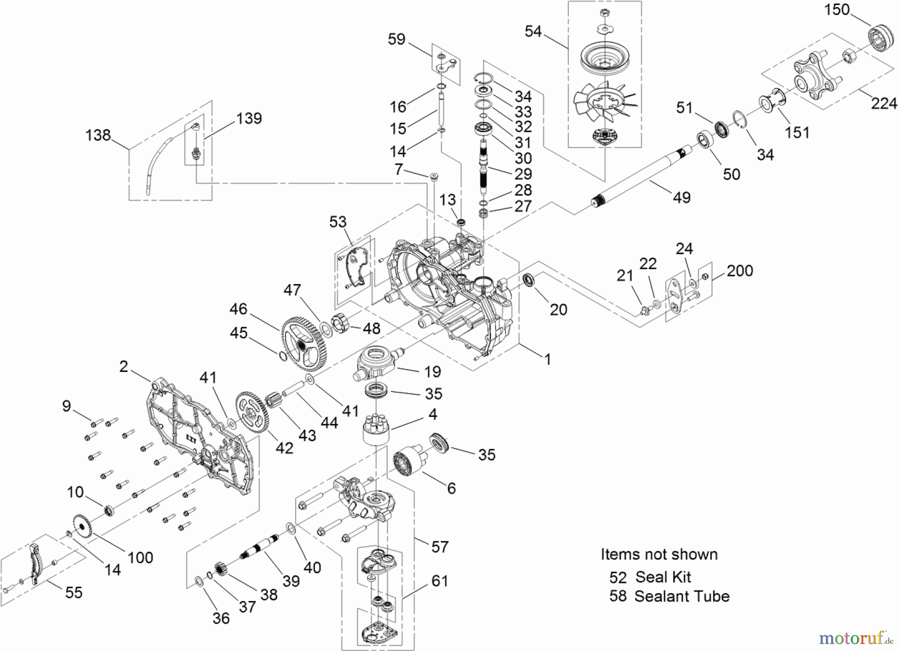  Toro Neu Mowers, Zero-Turn 74630 (5000) - Toro TimeCutter SS 5000 Riding Mower, 2011 (311000001-311999999) RH HYDRO TRANSAXLE ASSEMBLY NO. 119-3351