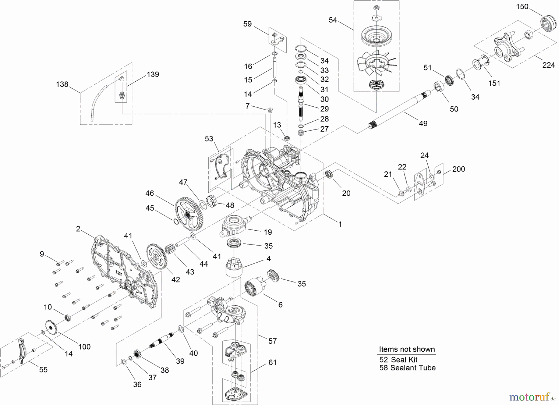  Toro Neu Mowers, Zero-Turn 74630 (5000) - Toro TimeCutter SS 5000 Riding Mower, 2012 (SN 312000001-312999999) RH HYDRO TRANSAXLE ASSEMBLY NO. 119-3351