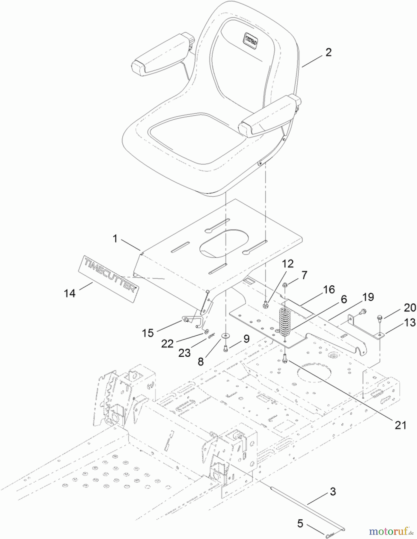  Toro Neu Mowers, Zero-Turn 74640 (4260) - Toro TimeCutter MX 4260 Riding Mower, 2012 (SN 312000001-312999999) SEAT ASSEMBLY