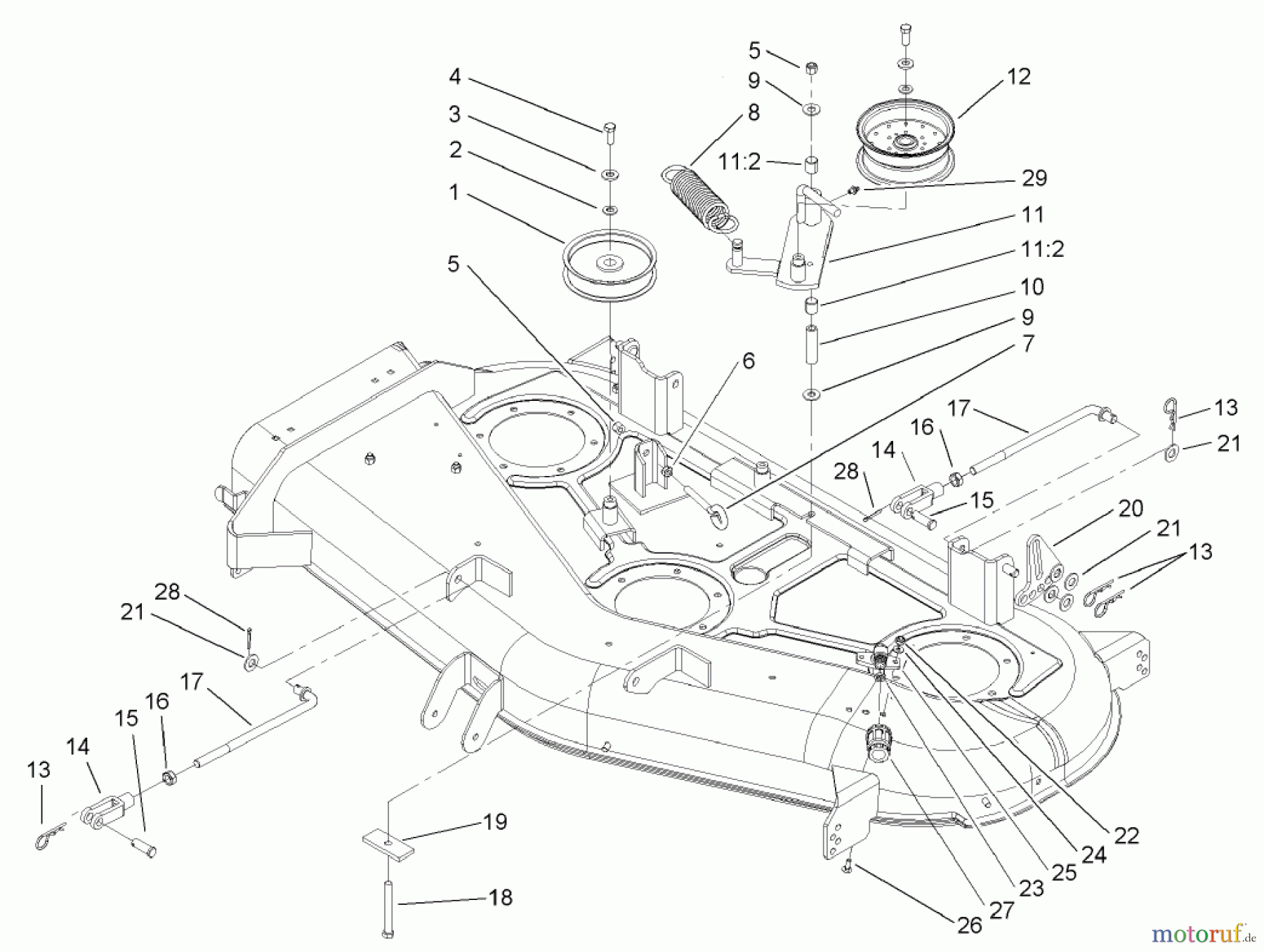 Toro Neu Mowers, Zero-Turn 74701 (17-52ZX) - Toro 17-52ZX TimeCutter ZX Riding Mower, 2003 (230000001-230999999) 52IN DECK BELT DRIVE AND LIFT ASSEMBLY
