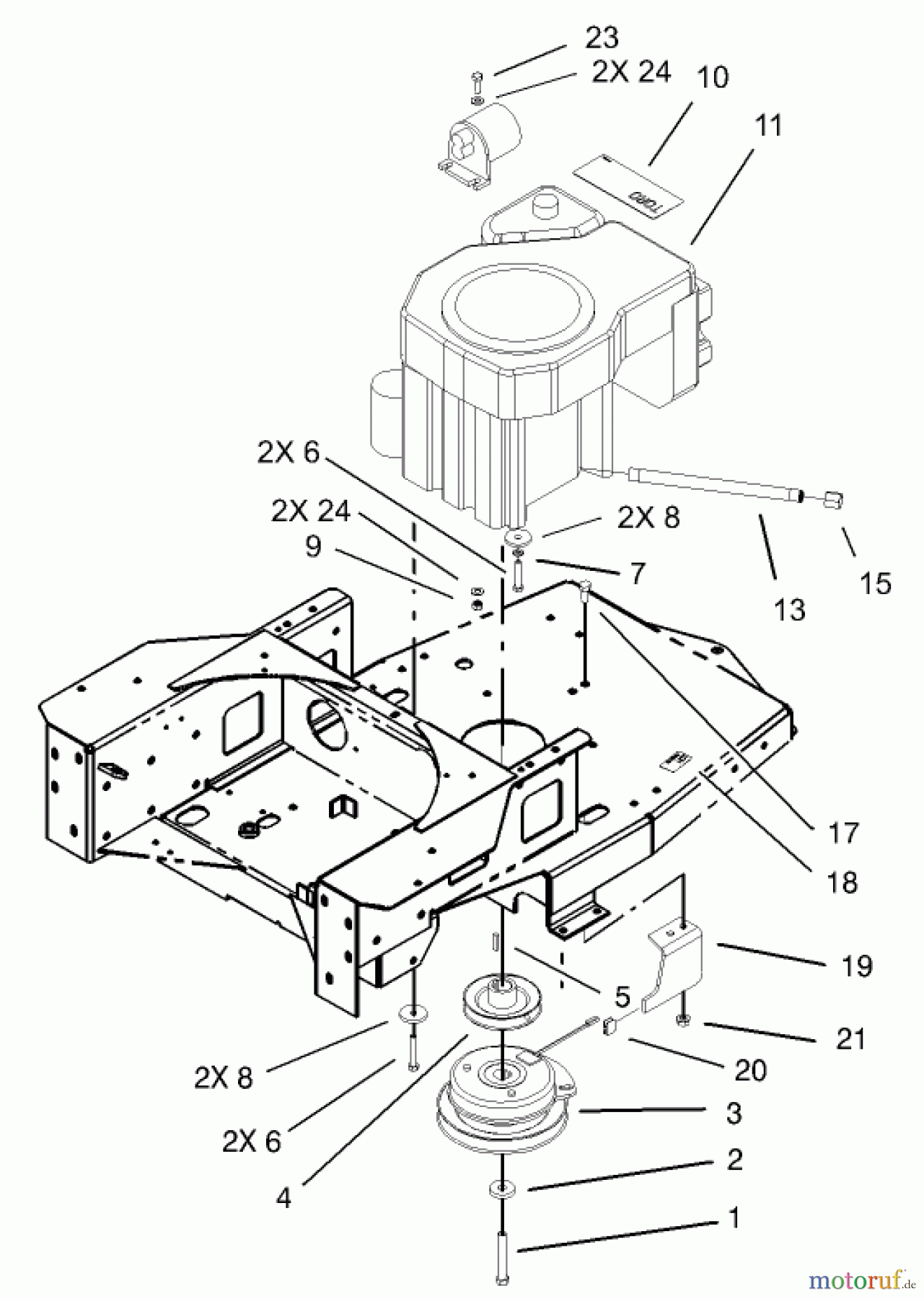 Toro Neu Mowers, Zero-Turn 74701 (17-52ZX) - Toro 17-52ZX TimeCutter ZX Riding Mower, 2003 (230000001-230999999) ENGINE AND CLUTCH ASSEMBLY