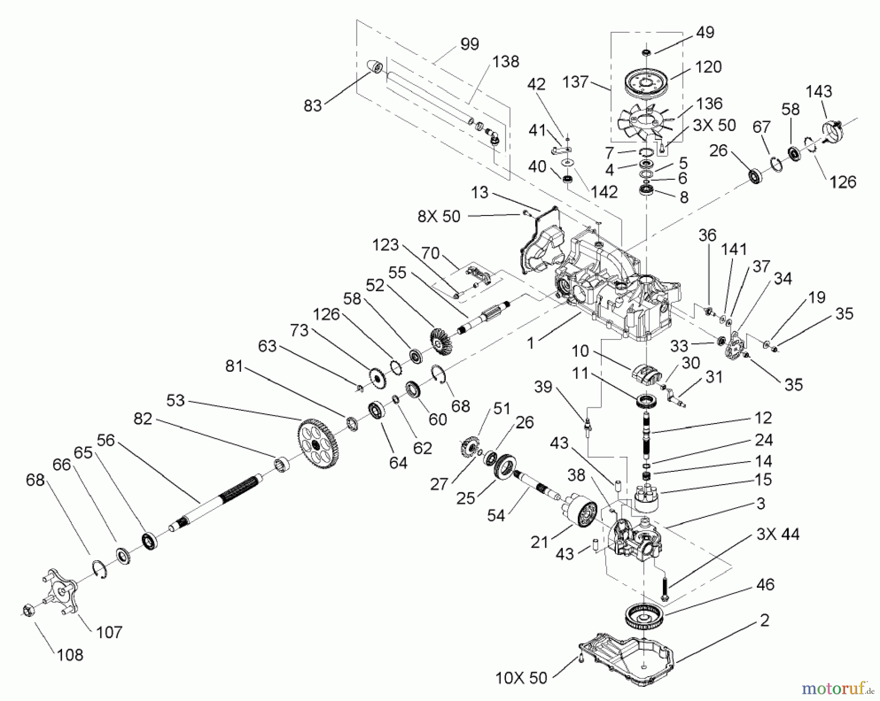 Toro Neu Mowers, Zero-Turn 74701 (17-52ZX) - Toro 17-52ZX TimeCutter ZX Riding Mower, 2003 (230000001-230999999) RH HYDRO TRANSAXLE ASSEMBLY NO. 107-1708