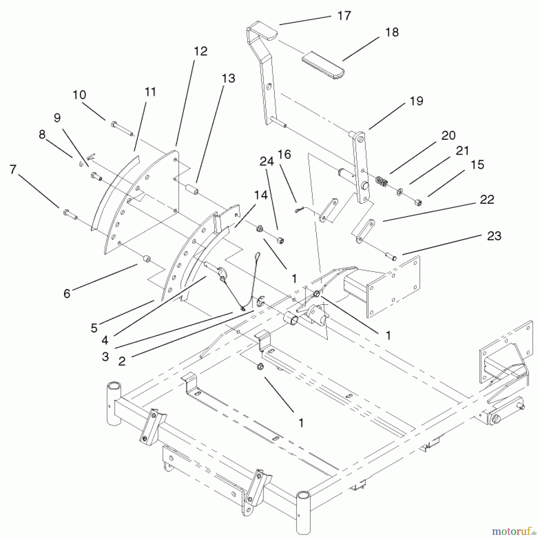  Toro Neu Mowers, Zero-Turn 74701 (Z17-52) - Toro Z17-52 TimeCutter Z Riding Mower, 2001 (210000001-210999999) HEIGHT-OF-CUT HANDLE AND PLATE ASSEMBLY