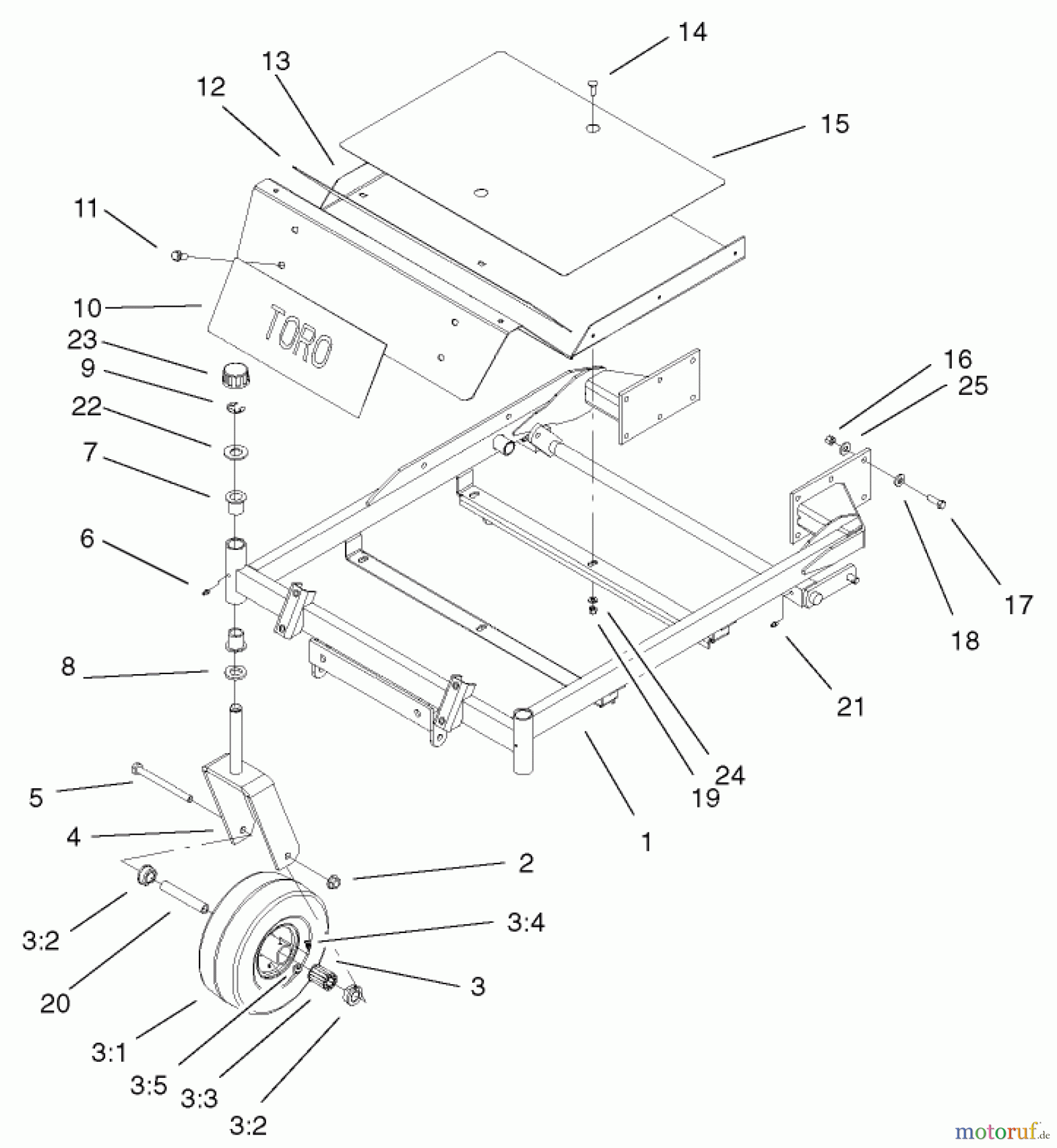 Toro Neu Mowers, Zero-Turn 74701 (Z17-52) - Toro Z17-52 TimeCutter Z Riding Mower, 2002 (220000001-220999999) FRONT FRAME ASSEMBLY