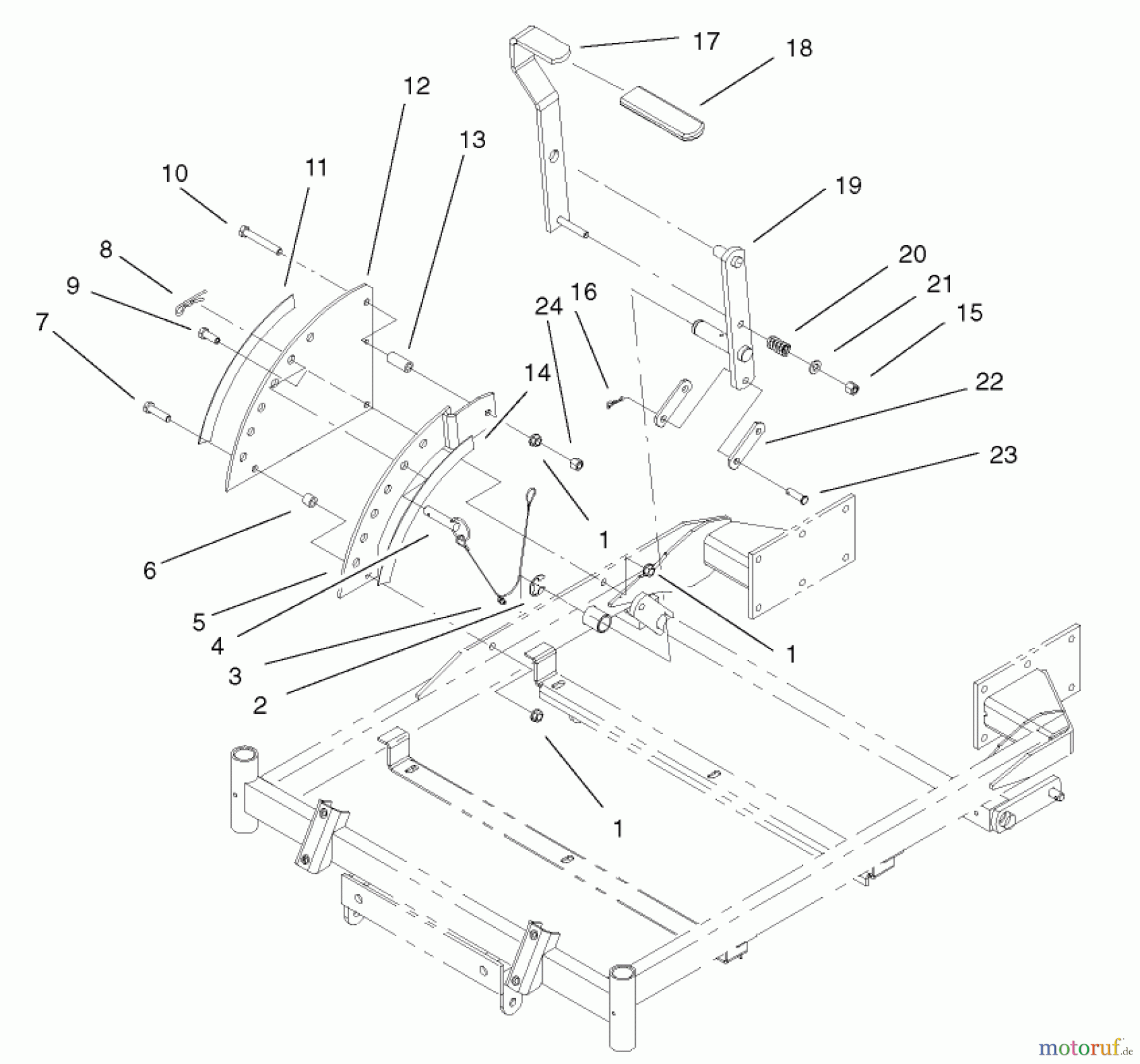  Toro Neu Mowers, Zero-Turn 74701 (Z17-52) - Toro Z17-52 TimeCutter Z Riding Mower, 2002 (220000001-220999999) HEIGHT-OF-CUT HANDLE AND PLATE ASSEMBLY