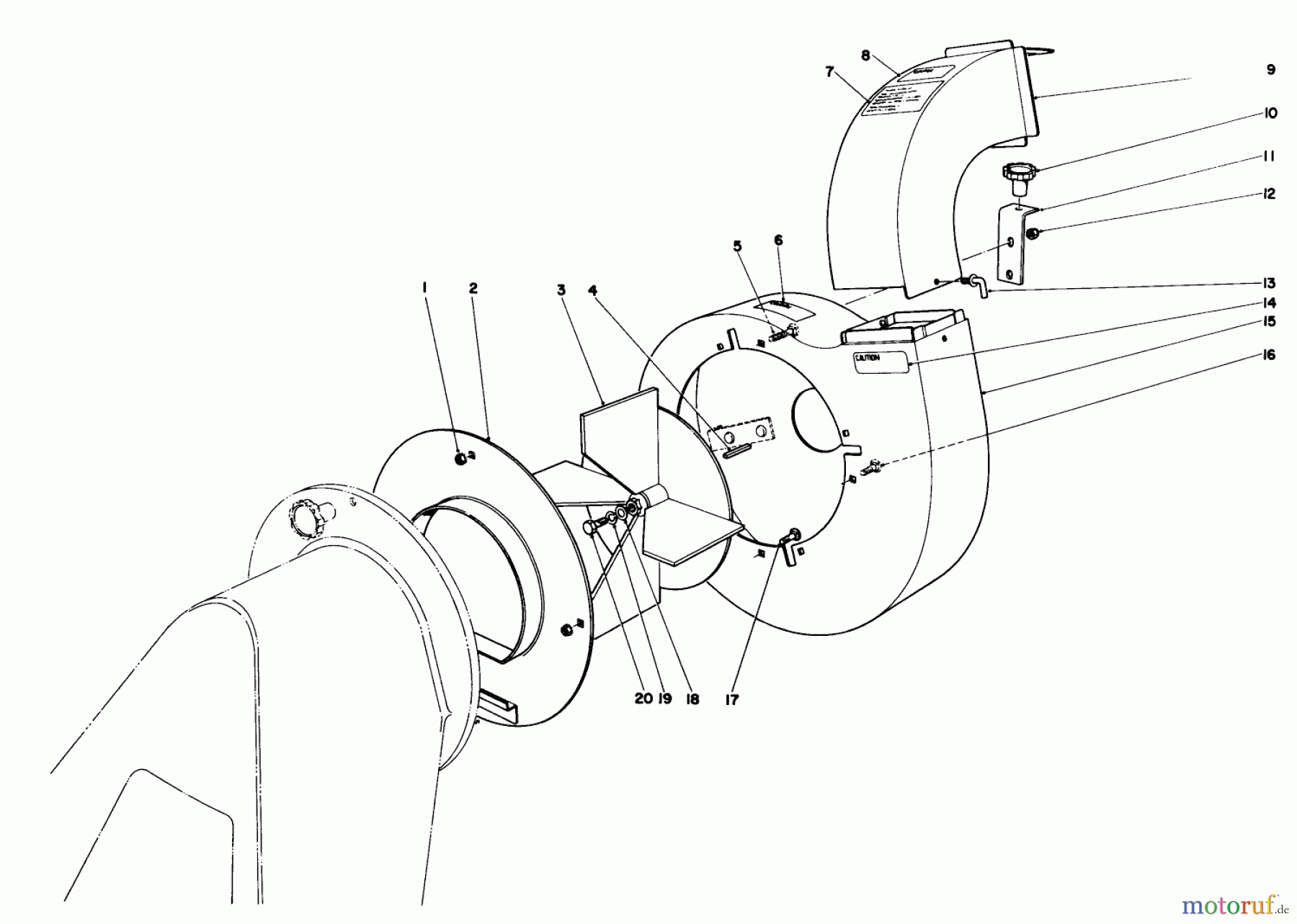 Toro Neu Blowers/Vacuums/Chippers/Shredders 62911 - Toro 5 hp Lawn Vacuum, 1974 (4000001-4999999) BLOWER ASSEMBLY (MODELS 62911 & 62922)