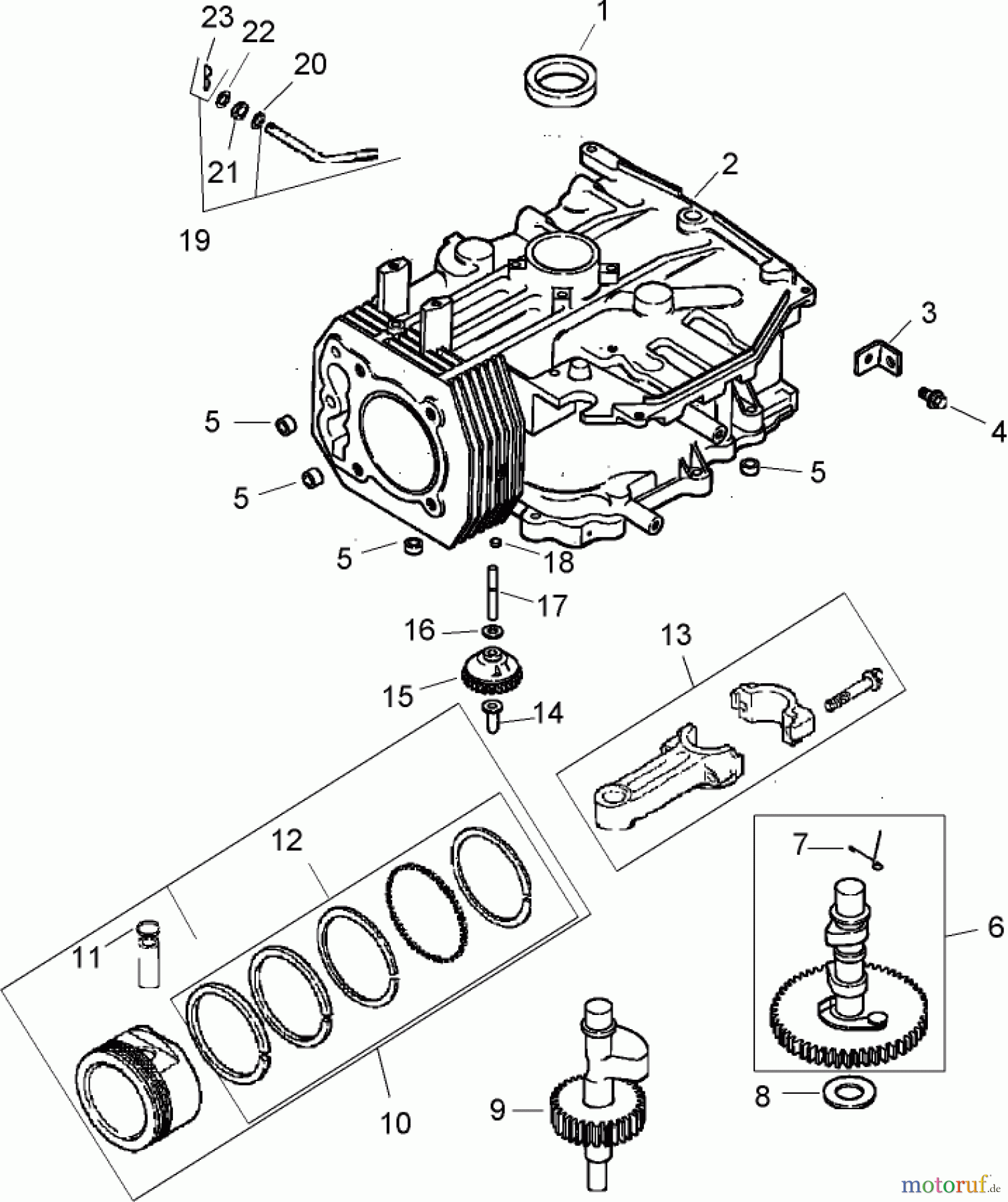 Toro Neu Mowers, Zero-Turn 74702 (18-52ZX) - Toro 18-52ZX TimeCutter ZX Riding Mower, 2004 (240000200-240999999) CRANKCASE ASSEMBLY KOHLER CV492S-27525