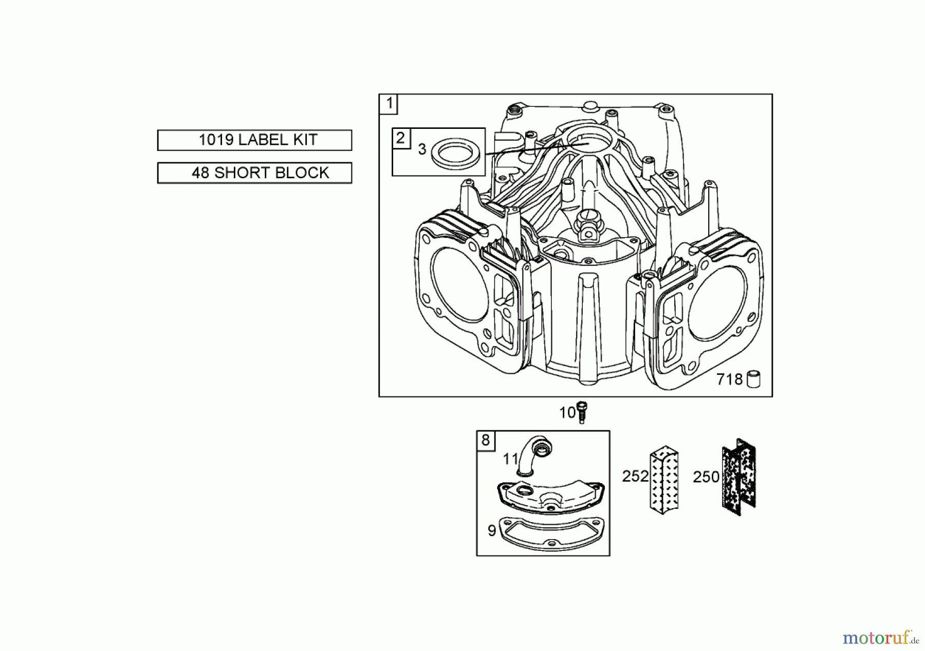 Toro Neu Mowers, Zero-Turn 74704 (ZX480) - Toro TimeCutter ZX480 Riding Mower, 2005 (250000001-250999999) CYLINDER ASSEMBLY BRIGGS AND STRATTON 406577-0191-E1