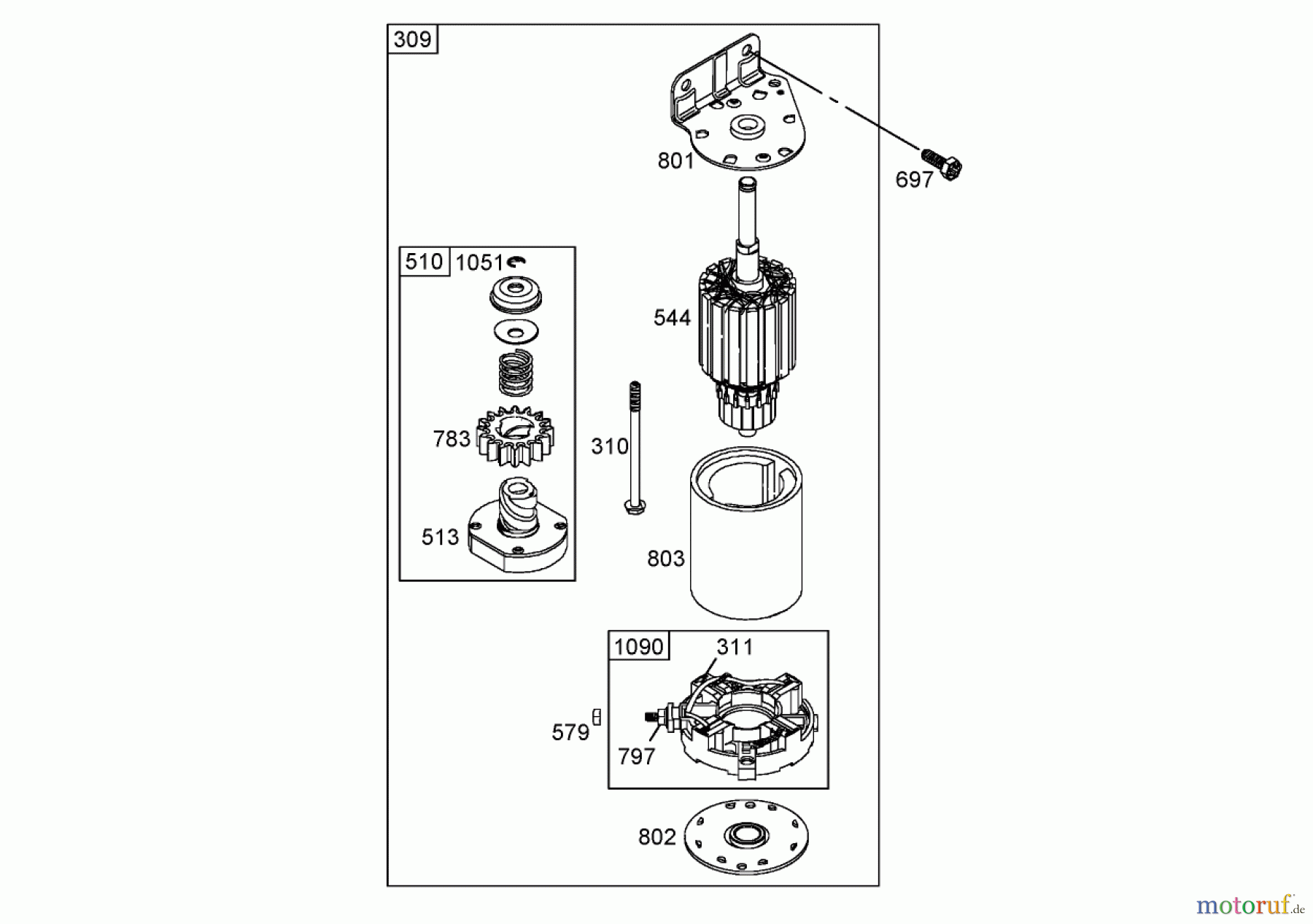  Toro Neu Mowers, Zero-Turn 74704 (ZX480) - Toro TimeCutter ZX480 Riding Mower, 2005 (250000001-250999999) STARTER ASSEMBLY BRIGGS AND STRATTON 406577-0191-E1